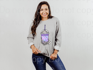 15-15 Skeleton purple coffee cup  DTF TRANSFER ONLY