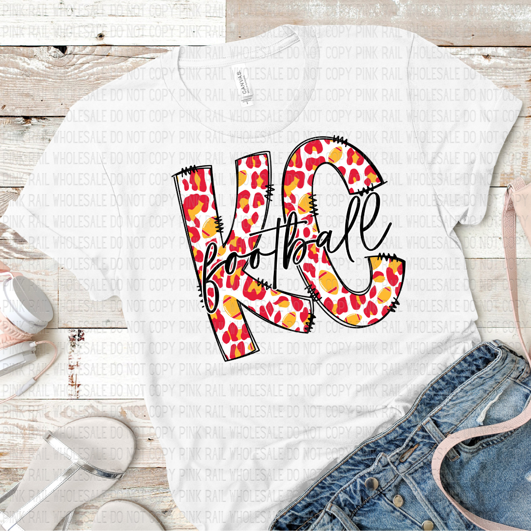 30-24 KC Football Leopard DTF TRANSFER ONLY