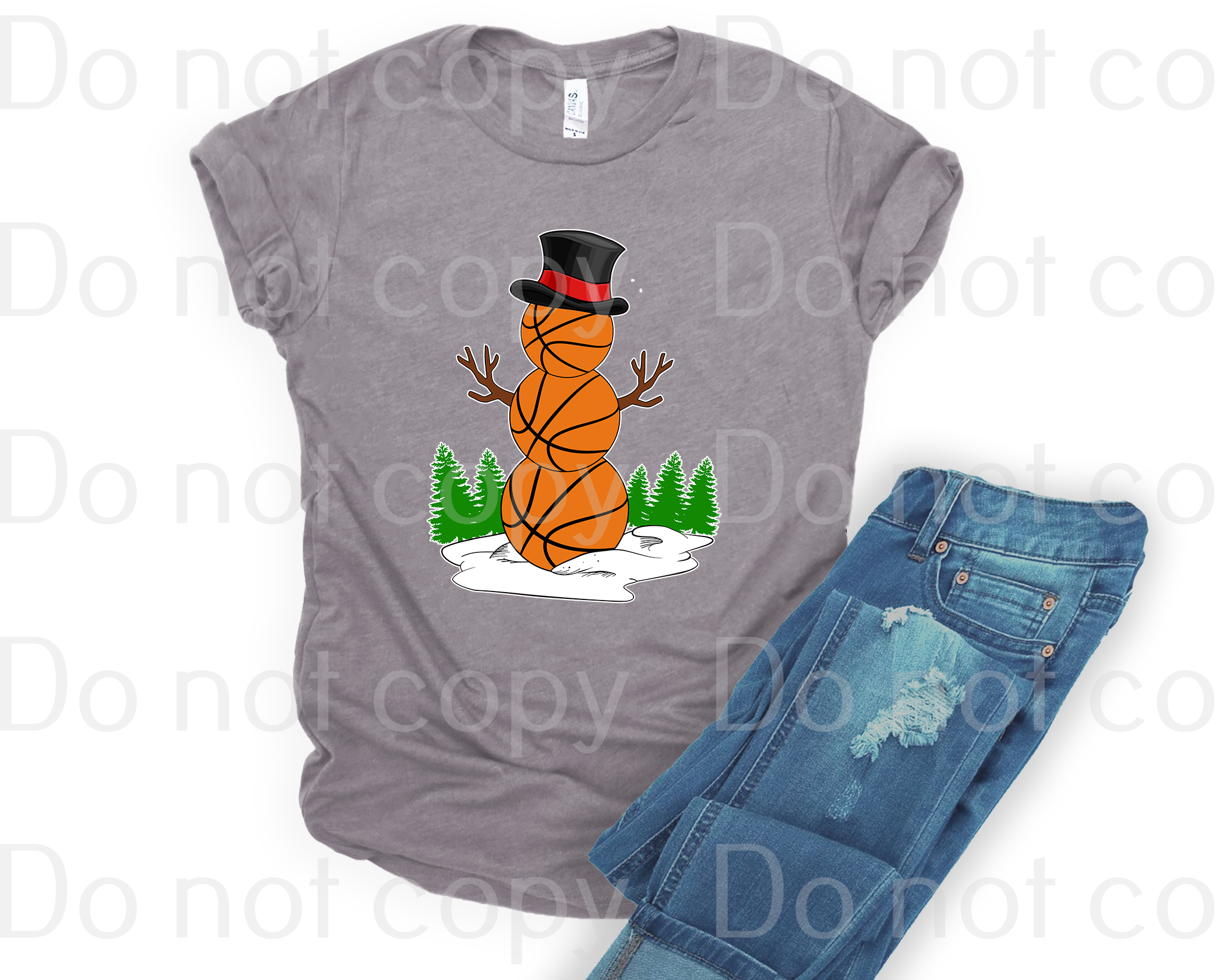 J-03 Basketball snowman Winter DTF TRANSFER ONLY