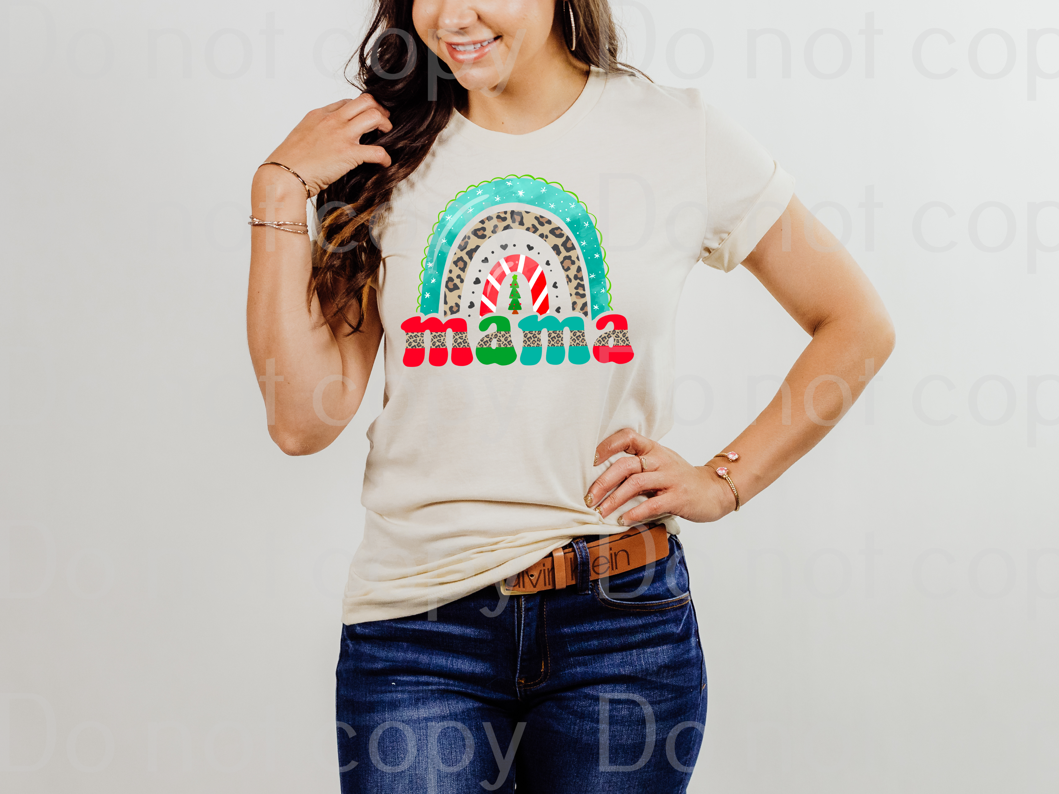 12-04 Mama Christmas rainbow DTF TRANSFER ONLY