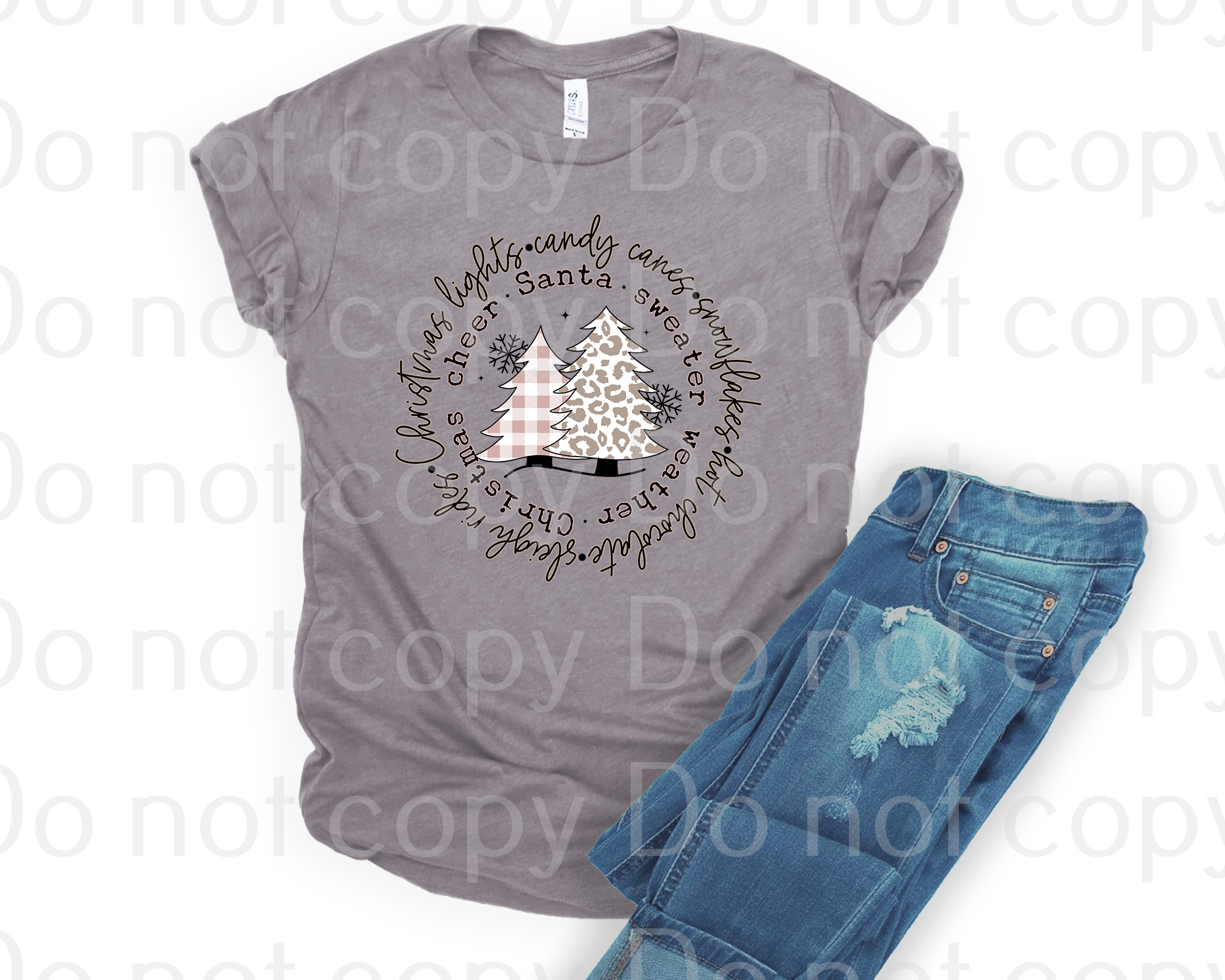 12-08 Christmas lights candy canes snowflakes DTF TRANSFER ONLY