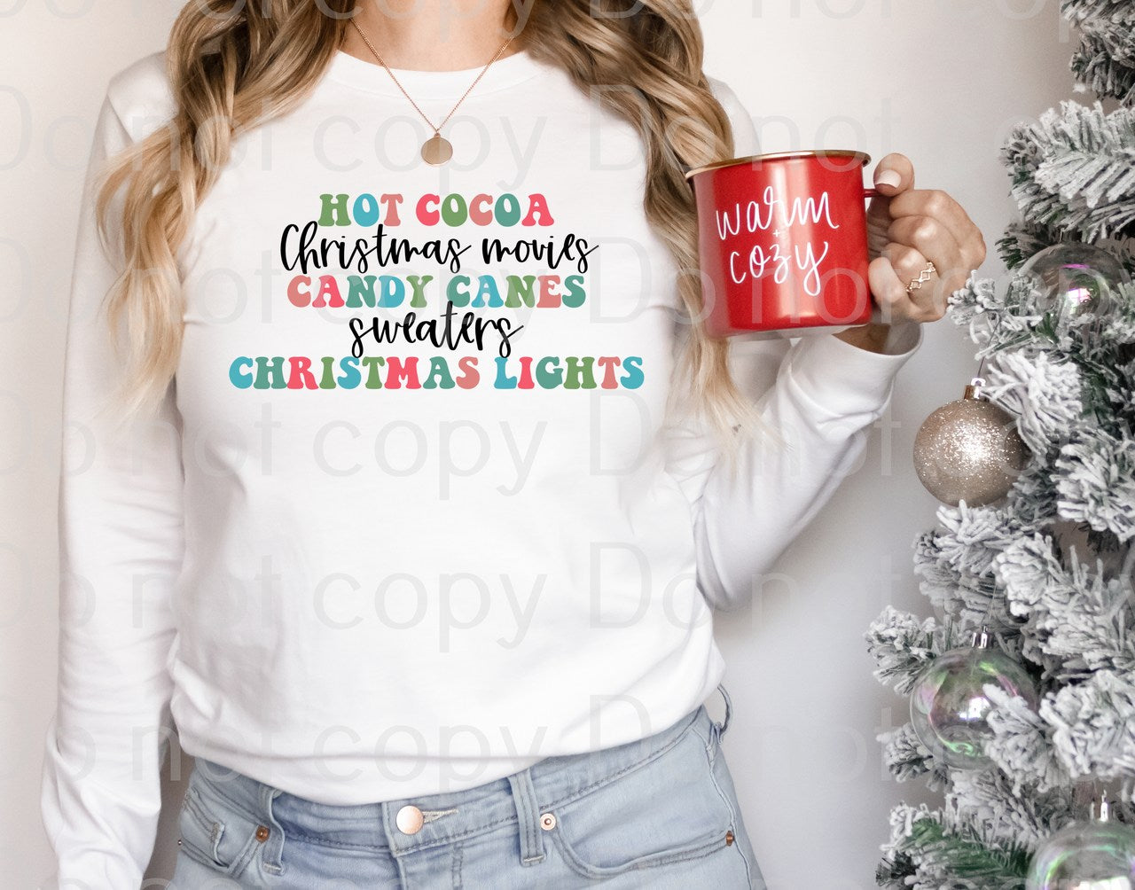 12-43 Hot cocoa Christmas movies Candy canes  DTF TRANSFER ONLY