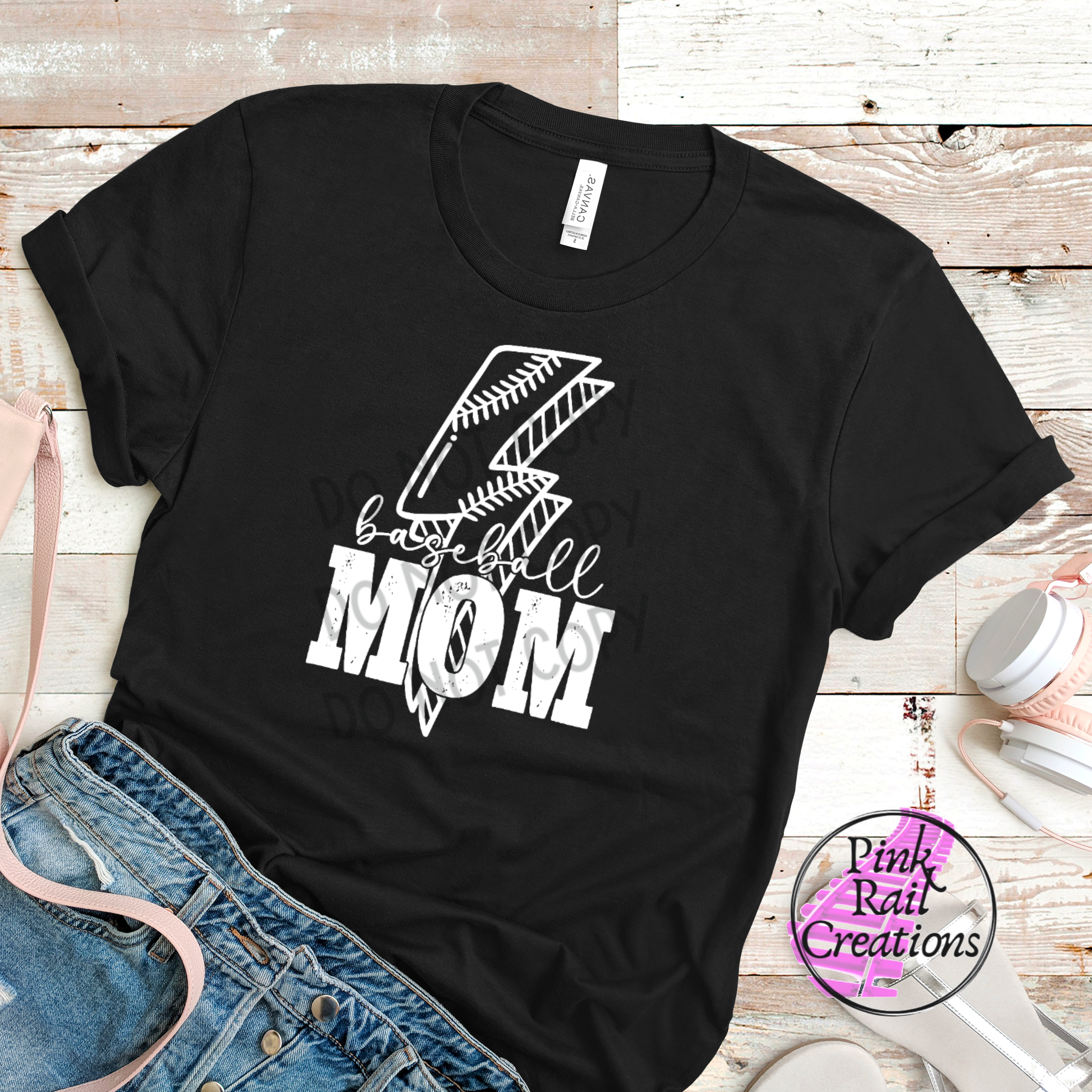 05-15 Baseball Mom Lightning White - DTF Transfer Only