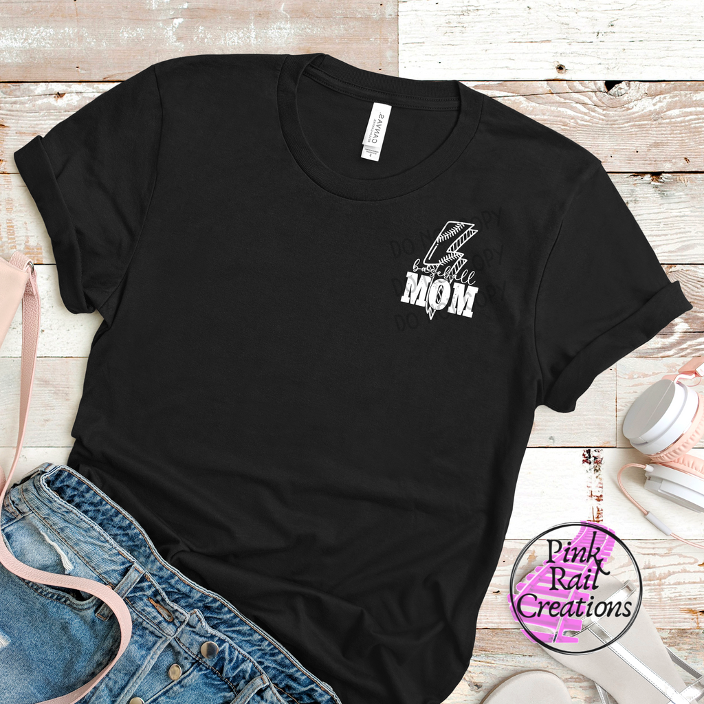 05-15 Baseball Mom Lightning White - DTF Transfer Only