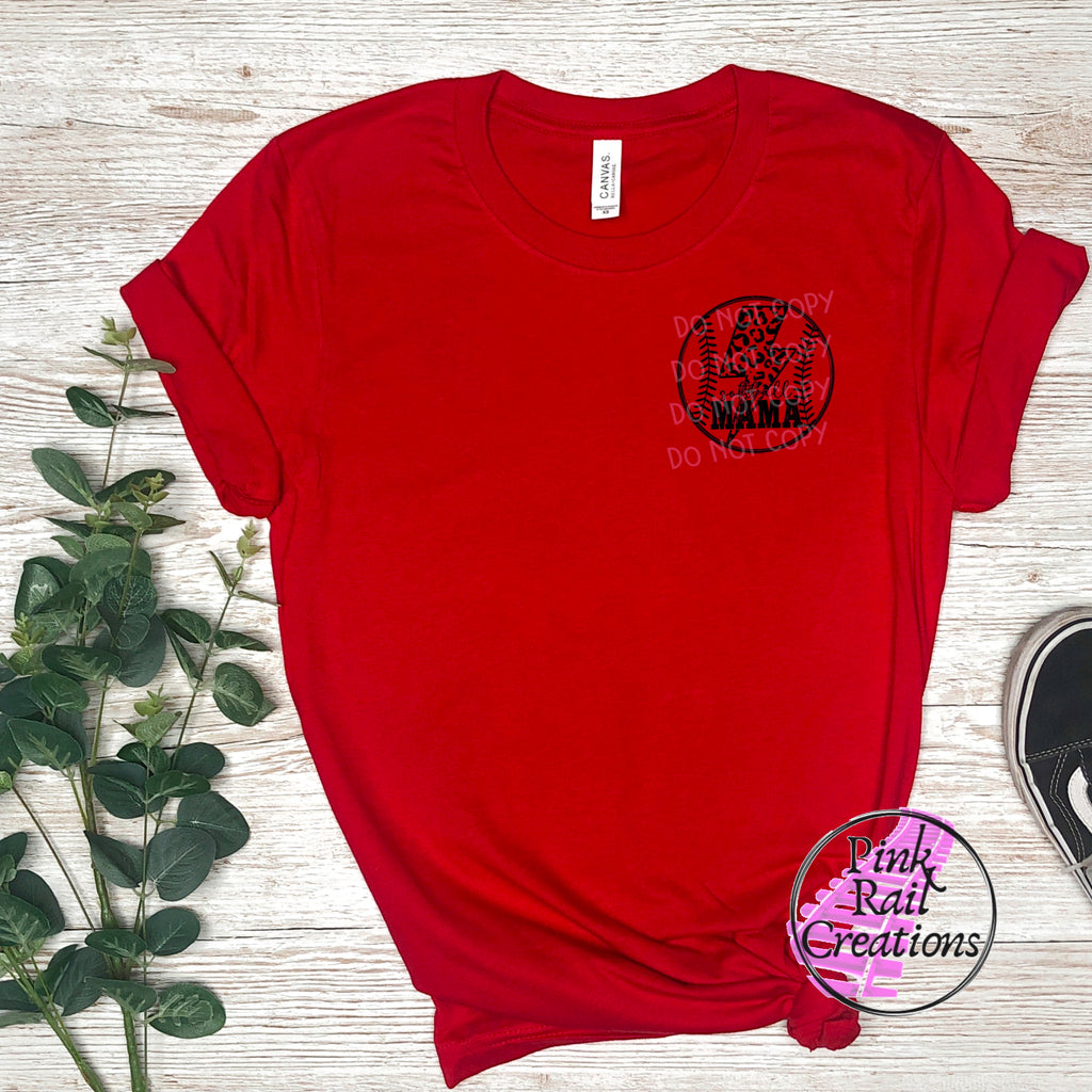 05-09 Softball Mom Lightning Circle Black - DTF Transfer Only