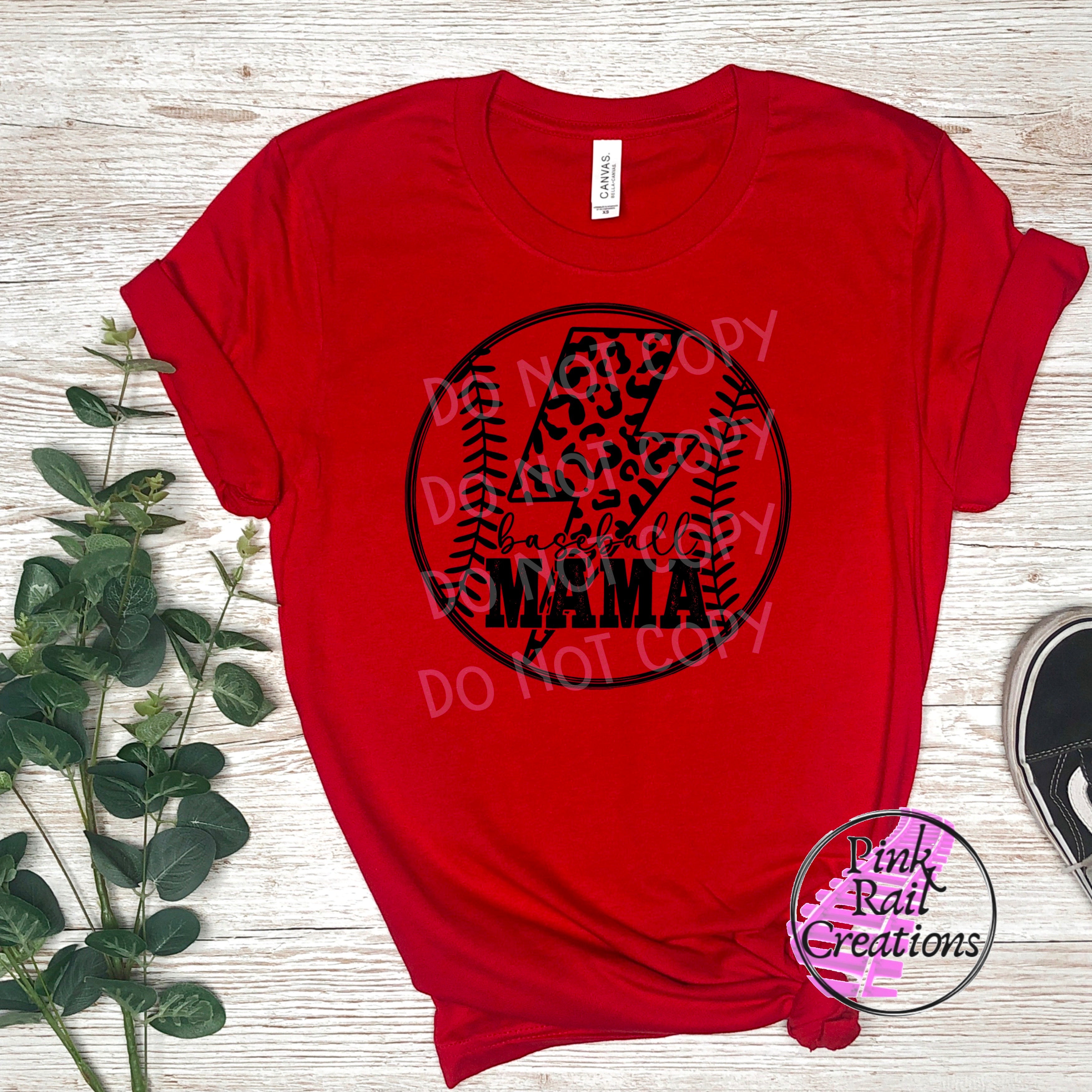 05-10 Baseball Mom Lightning Circle Black - DTF Transfer Only