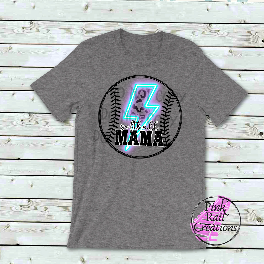 05-13 Softball Mom Lightning  Neon - DTF Transfer Only