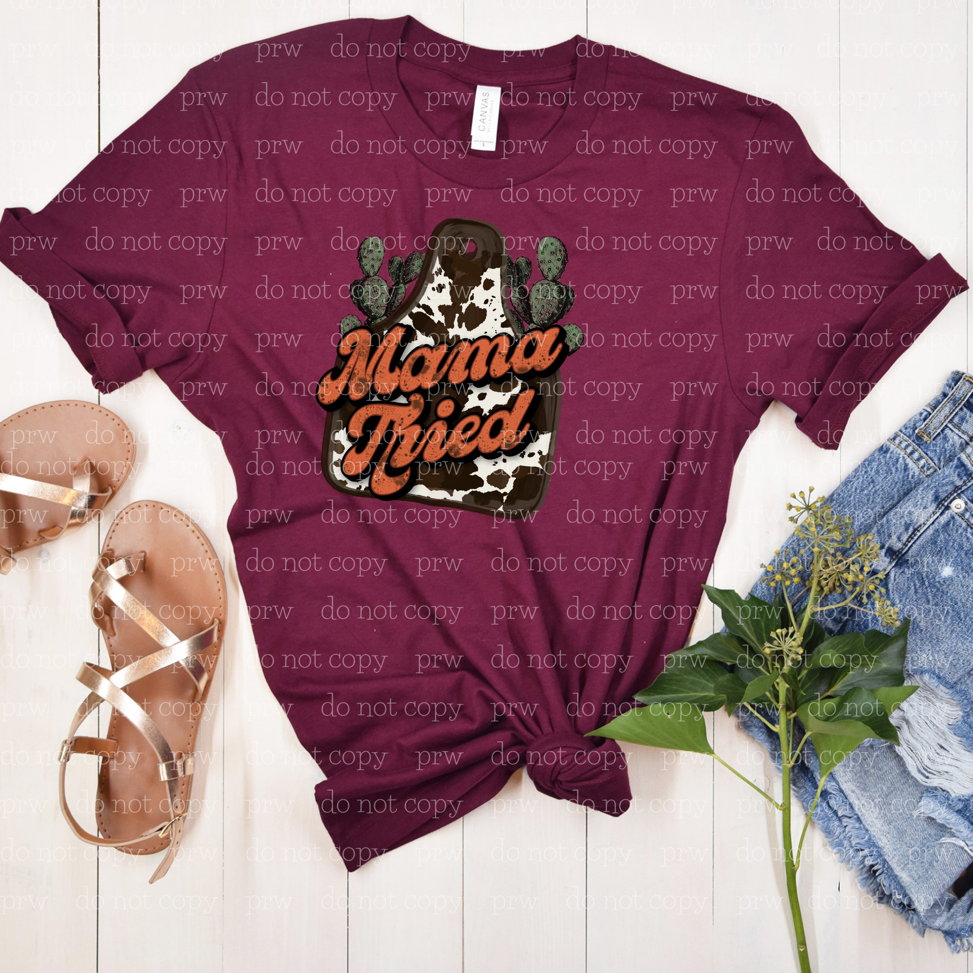 05-35 Western Mama Tried Cow Tag DTF TRANSFER ONLY