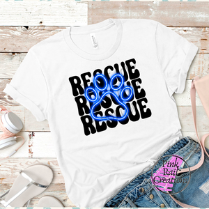 19-01 Rescue Neon Paw Blue - DTF Transfer Only