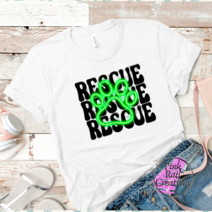 19-01 Rescue Neon Paw Green - DTF Transfer Only