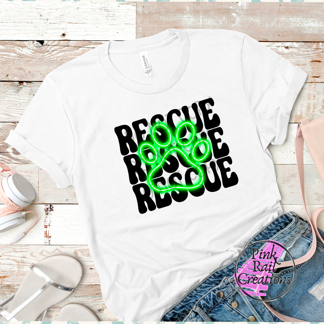 19-01b Rescue Neon Paw Green - DTF Transfer Only