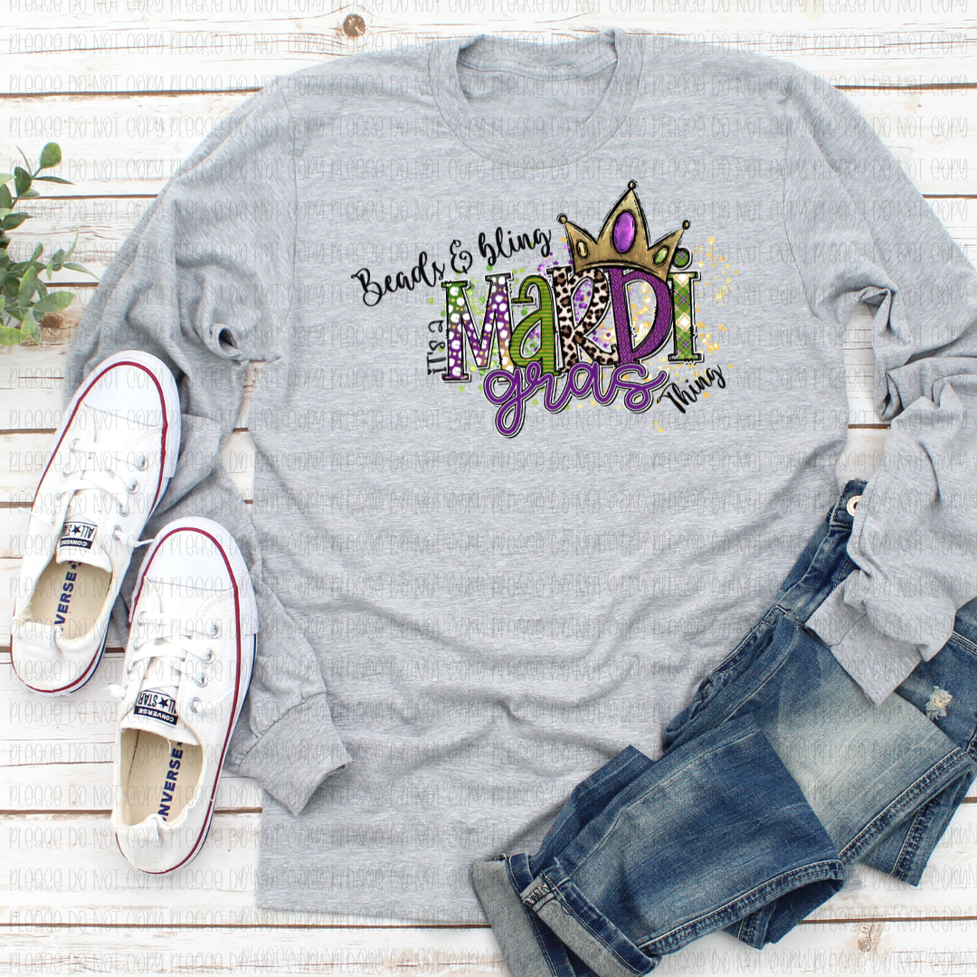 9-09 Beads Bling Mardi Gras Thing DTF TRANSFER ONLY