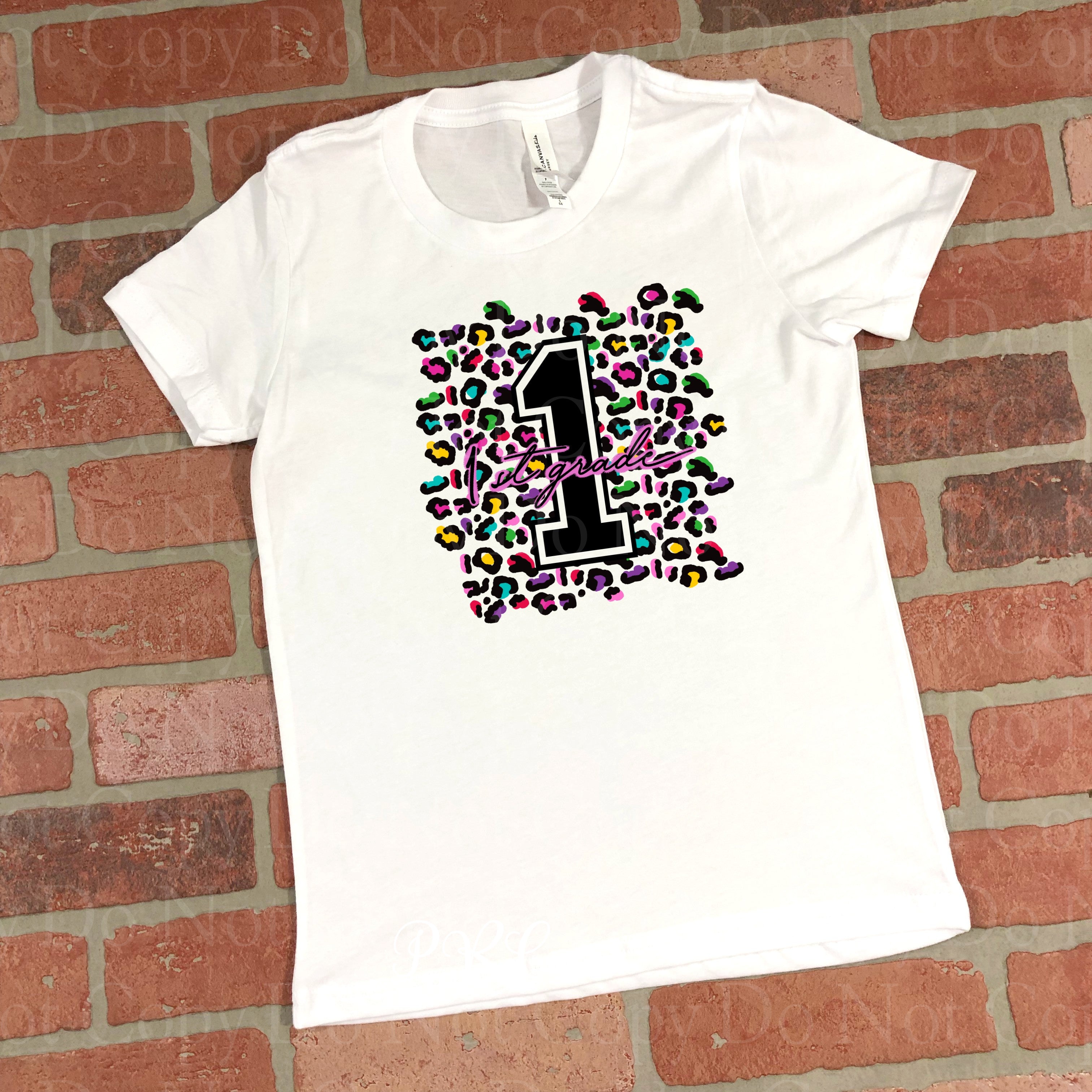 08-04 MULTI COLOR LEOPARD BACK TO SCHOOL (CHOOSE GRADE LEVEL) TRANSFER ONLY