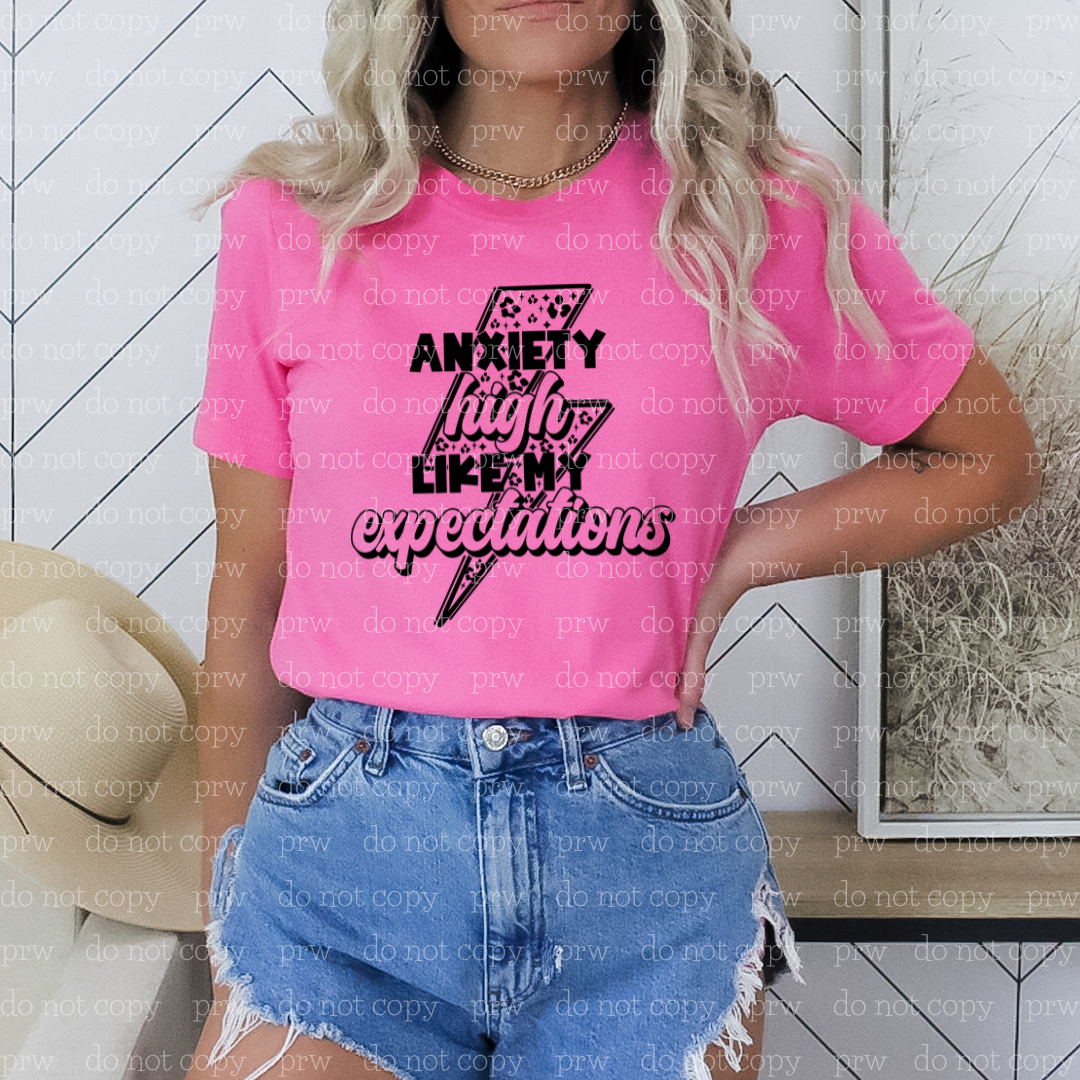 29-12 Anxiety High Like my Expectations Lightning Bolt DTF TRANSFER ONLY