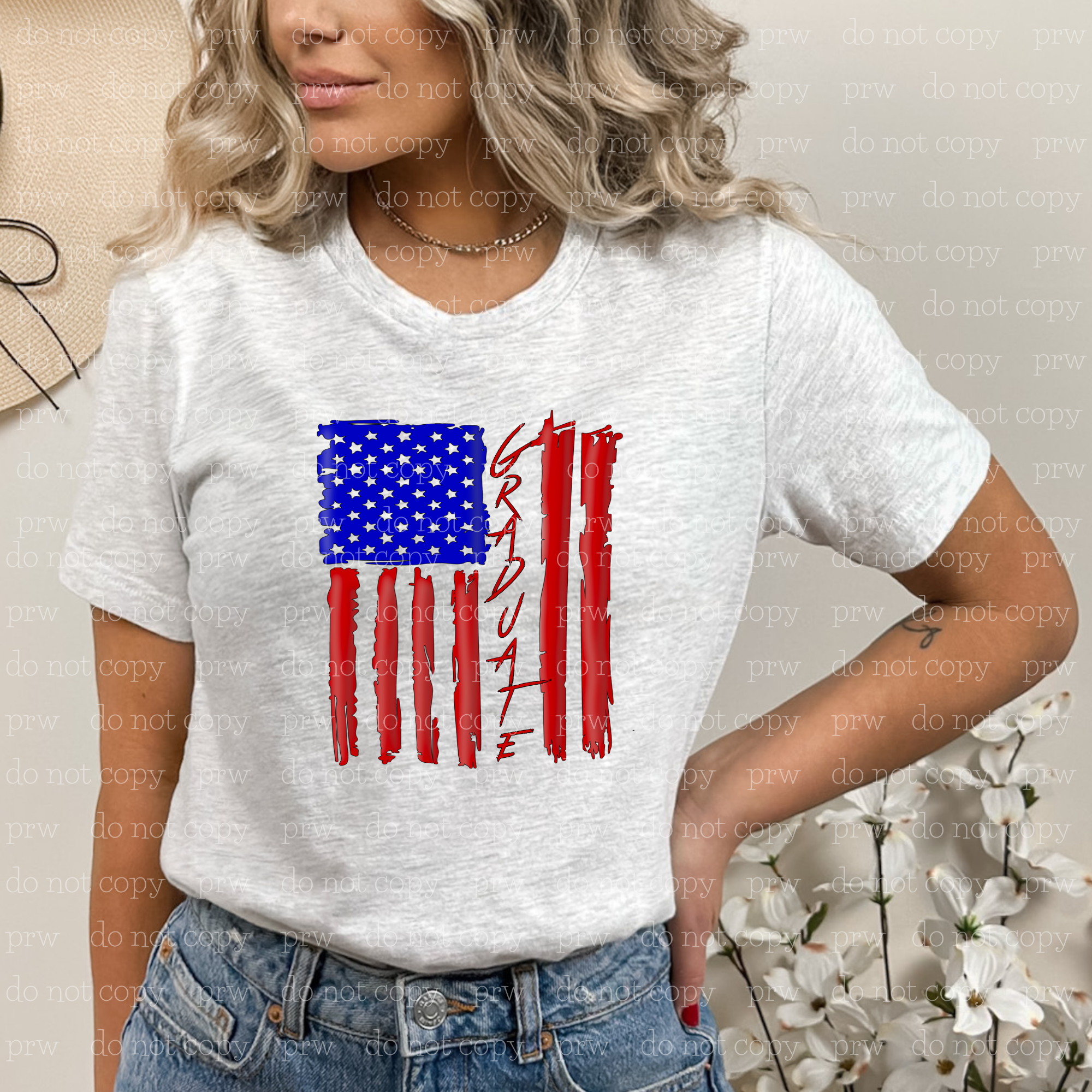 22-04 Red & Blue Flag Graduate DTF TRANSFER ONLY