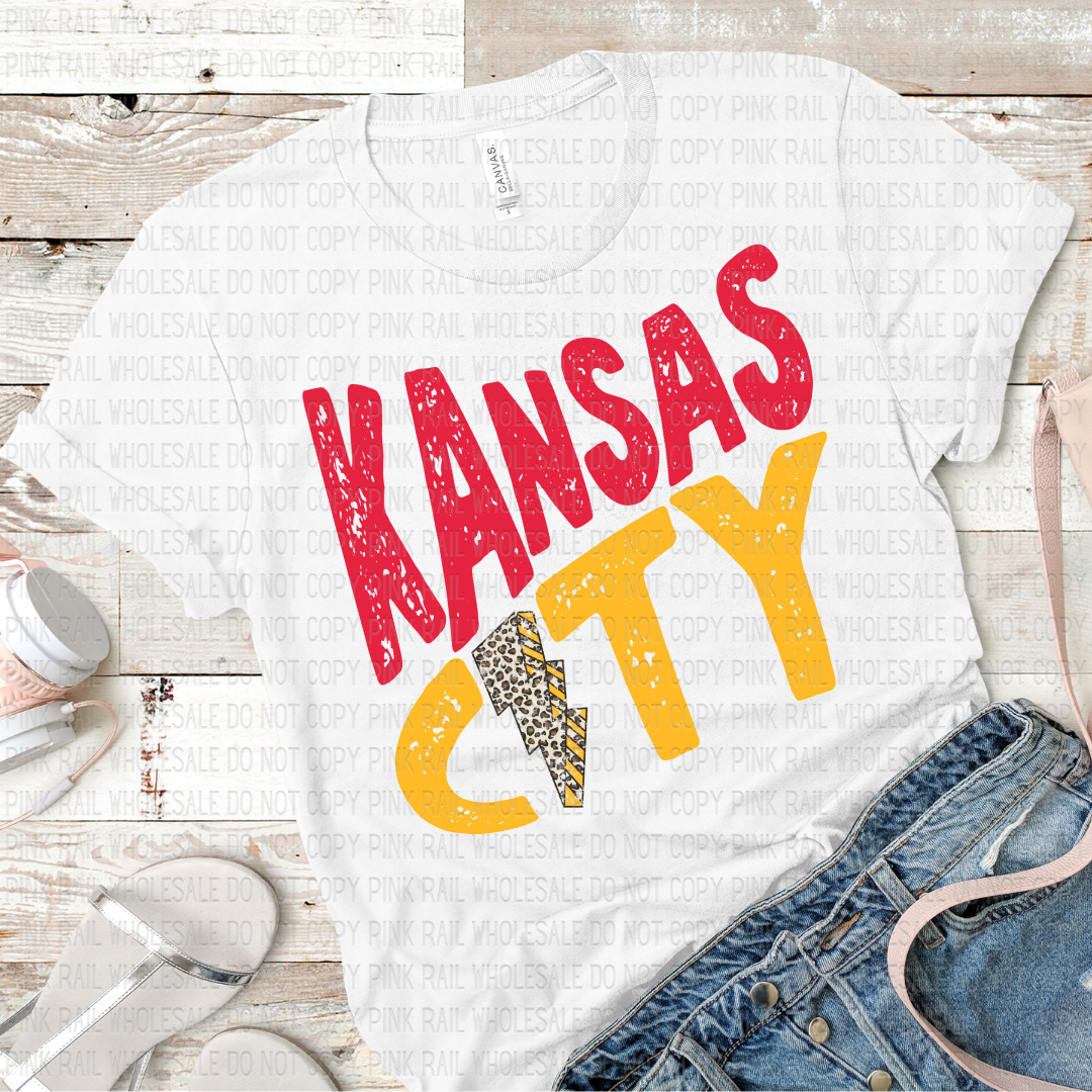 30-11 Kansas City Leopard Bolt DTF TRANSFER ONLY