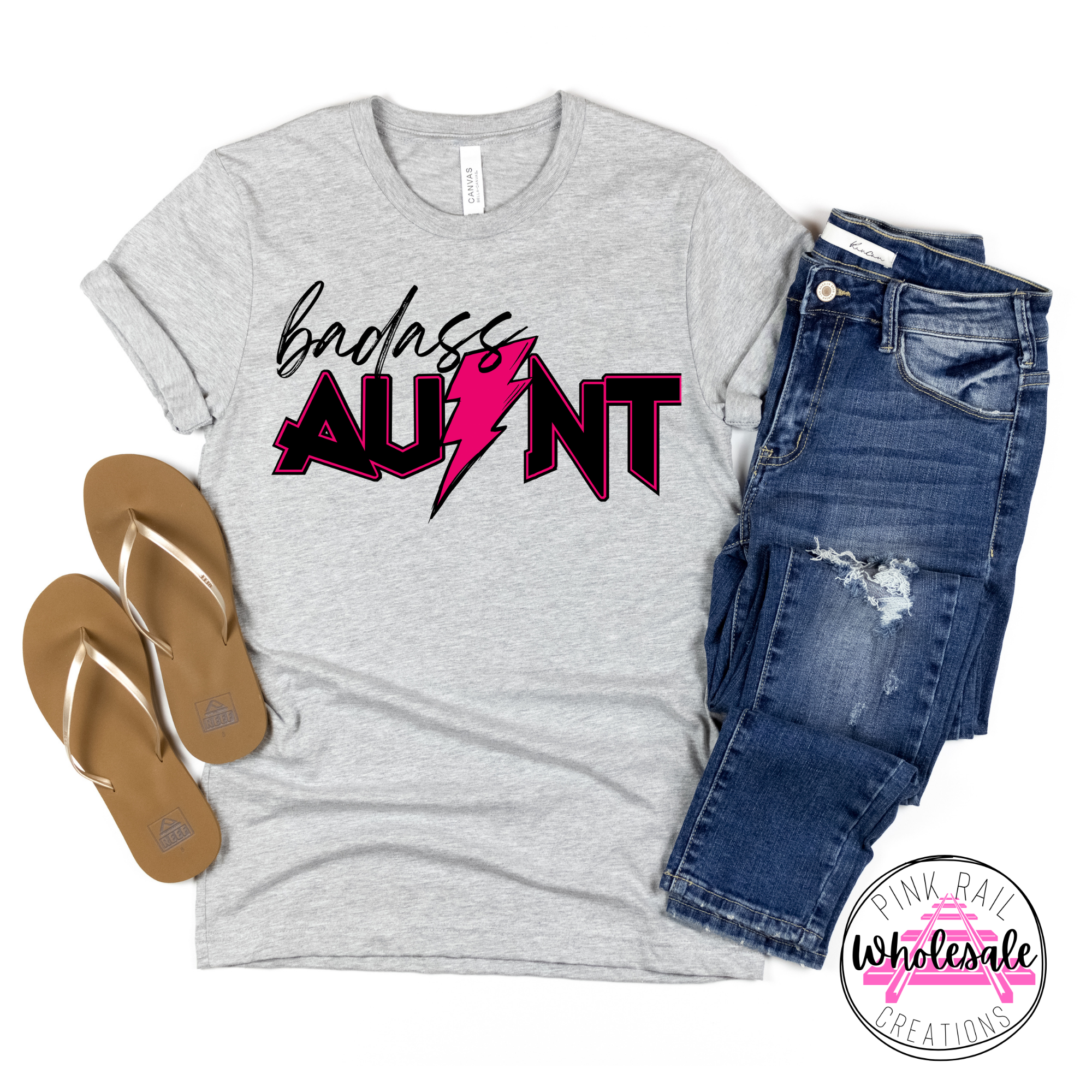 23-04 Badass Aunt - Pink DTF TRANSFER ONLY