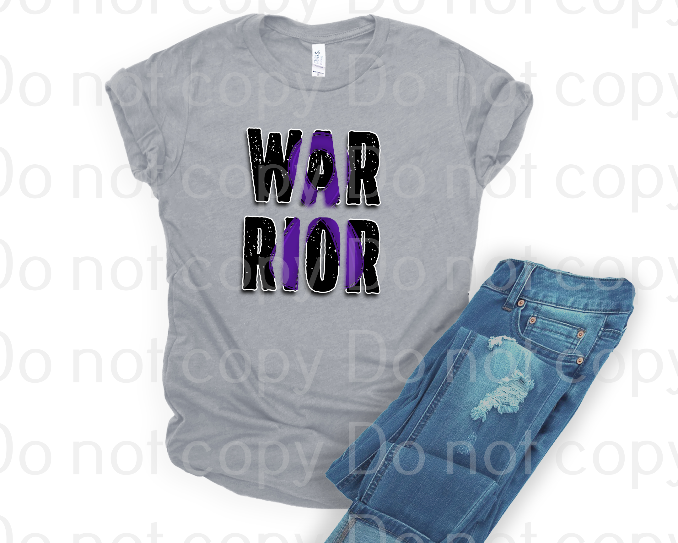 26-18 Warrior with purple ribbon DTF TRANSFER ONLY
