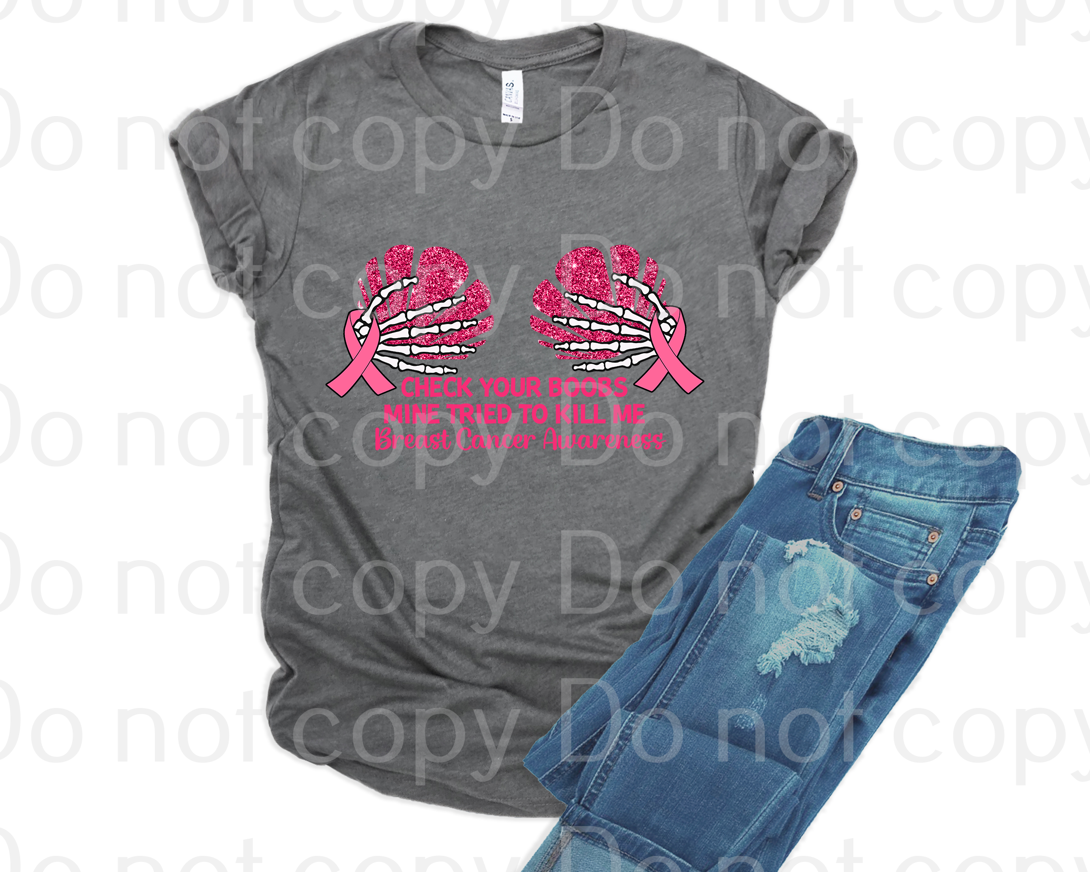 45-07 Check your boobs Cancer Awareness DTF TRANSFER ONLY