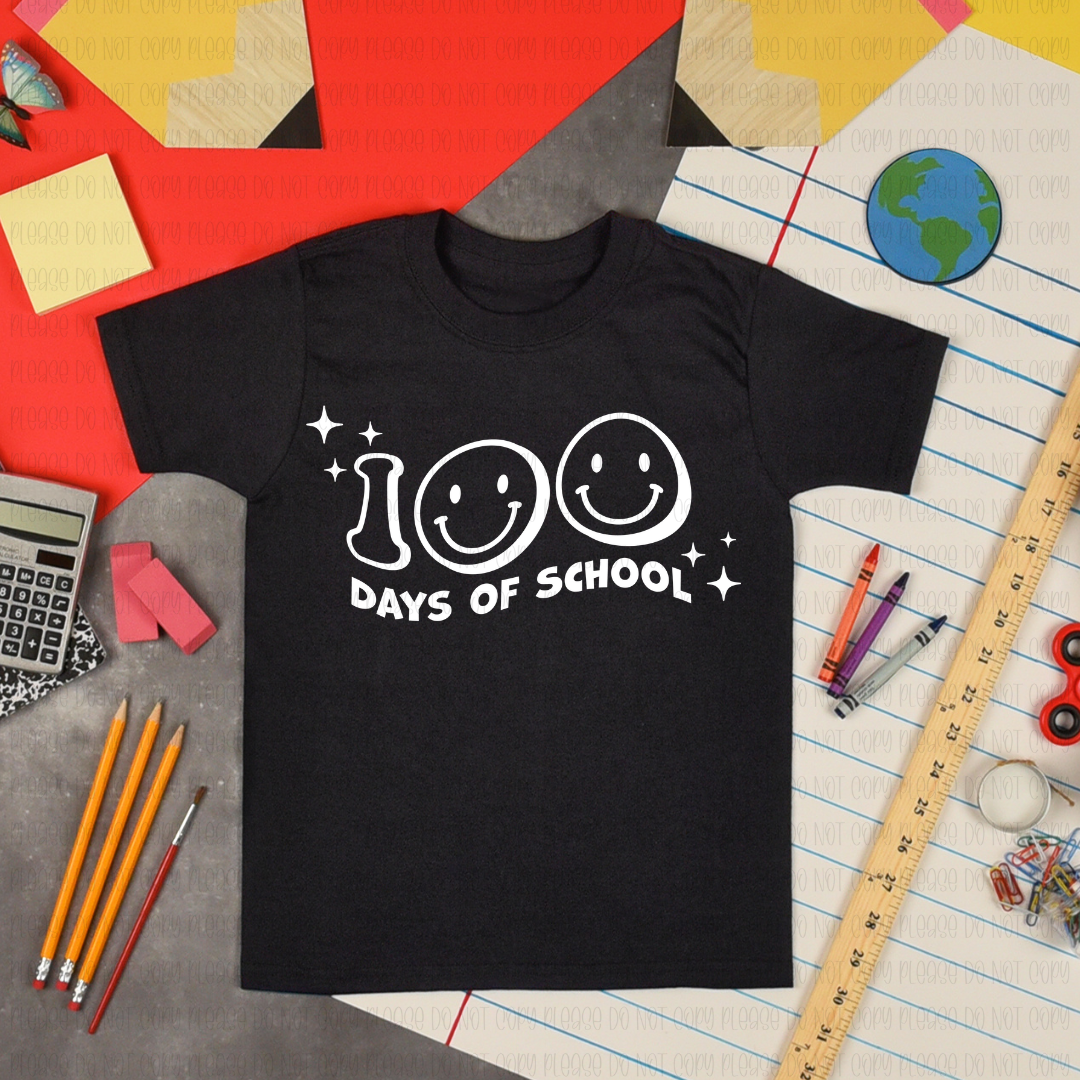 27-01 100 Days Smiley White DTF TRANSFER ONLY