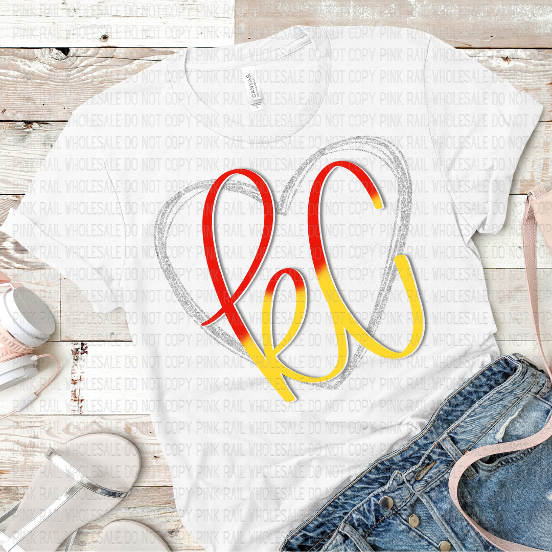 30-12 KC Silver Heart DTF TRANSFER ONLY