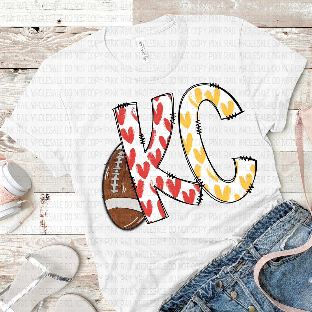 30-21 KC Football w/ Hearts DTF TRANSFER ONLY