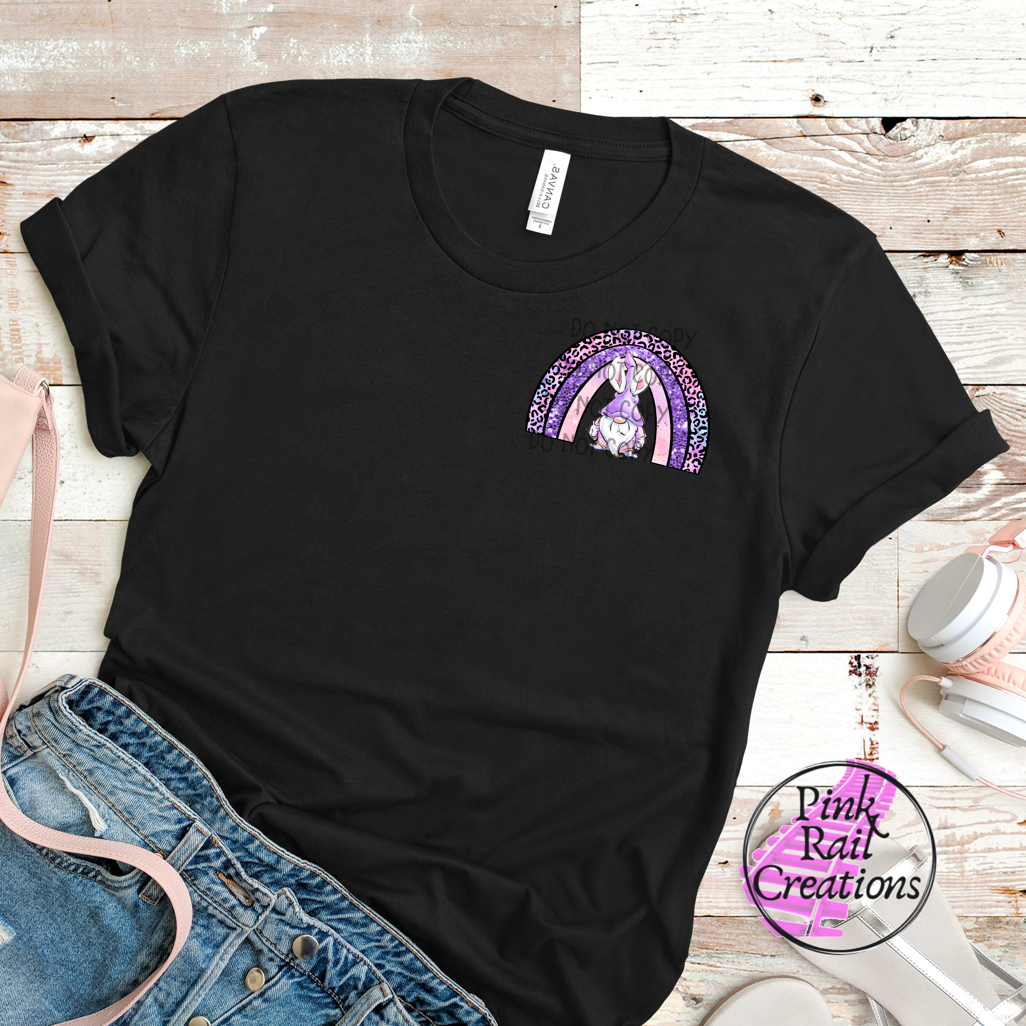 04-01 Rainbow Gnome Bunny - DTF Transfer Only