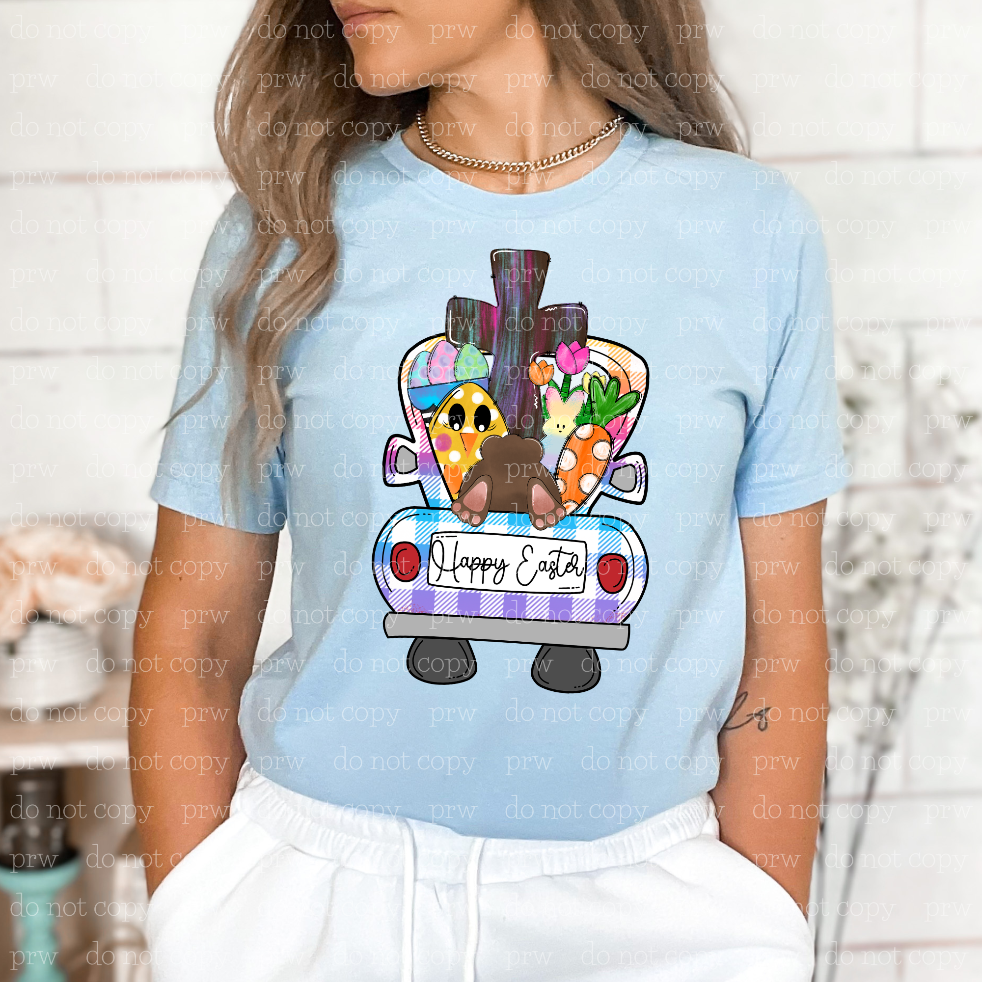 04-39 Happy Easter Truck DTF TRANSFER ONLY