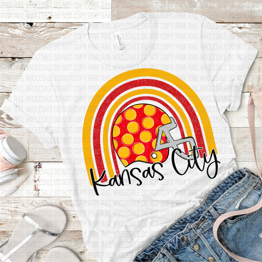 30-19 KC Helmet Rainbow DTF TRANSFER ONLY