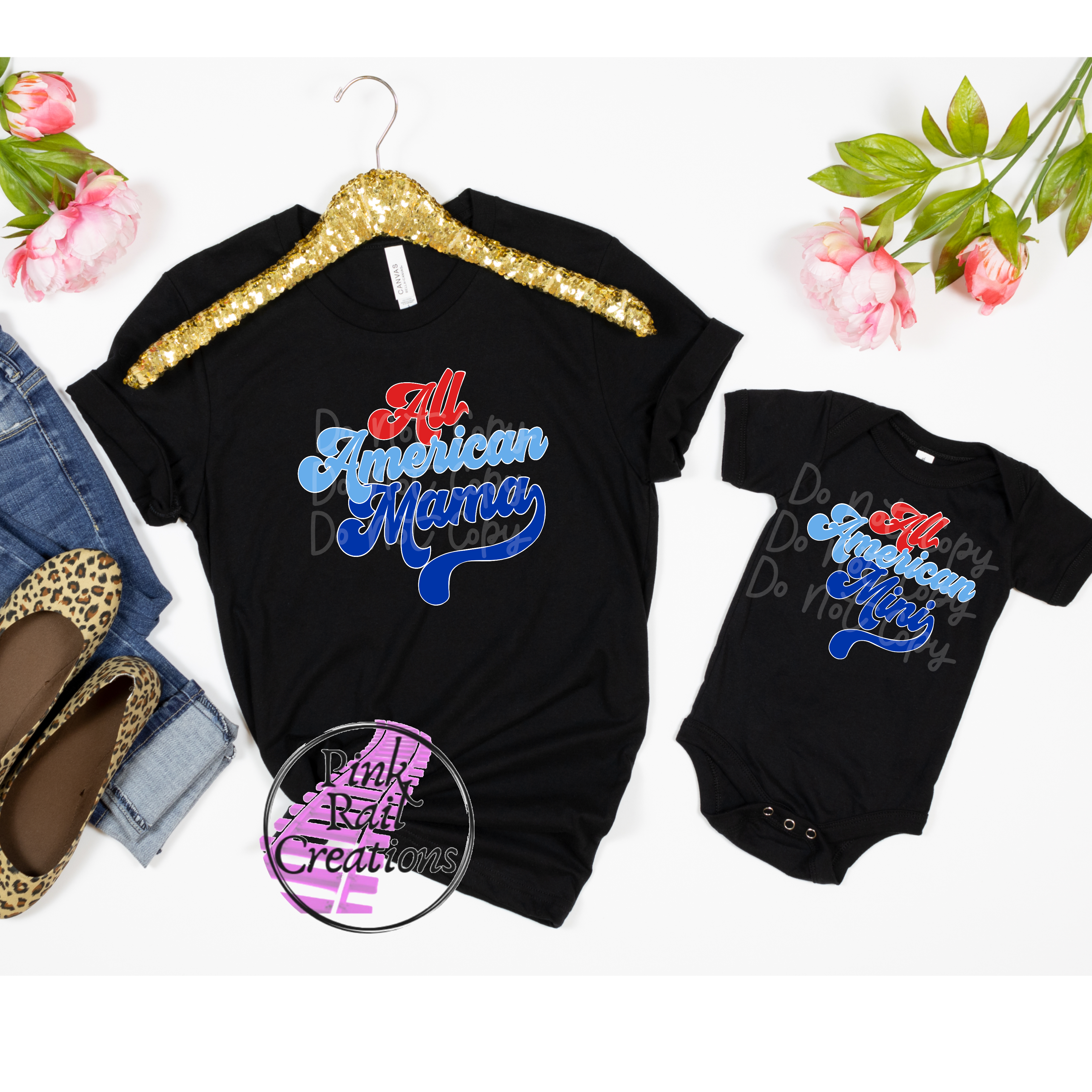 07-62 All American Mama Red, Light Blue, Dark Blue   DTF Transfer Only