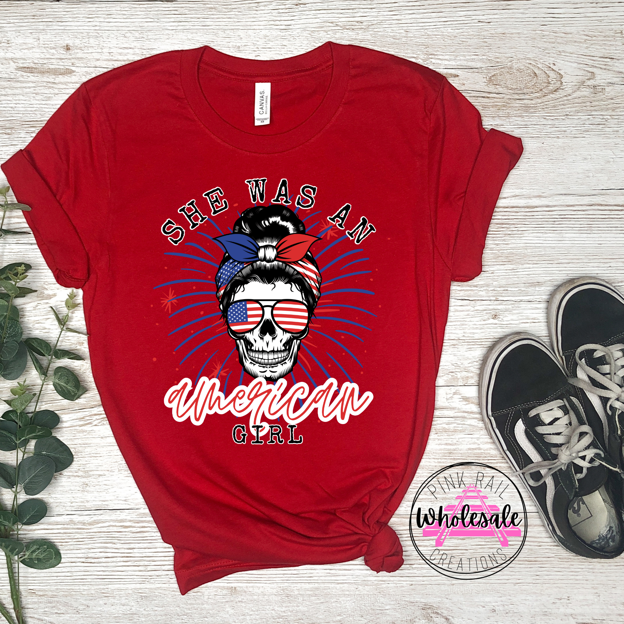 07-15 American Girl Skull Bun DTF TRANSFER ONLY