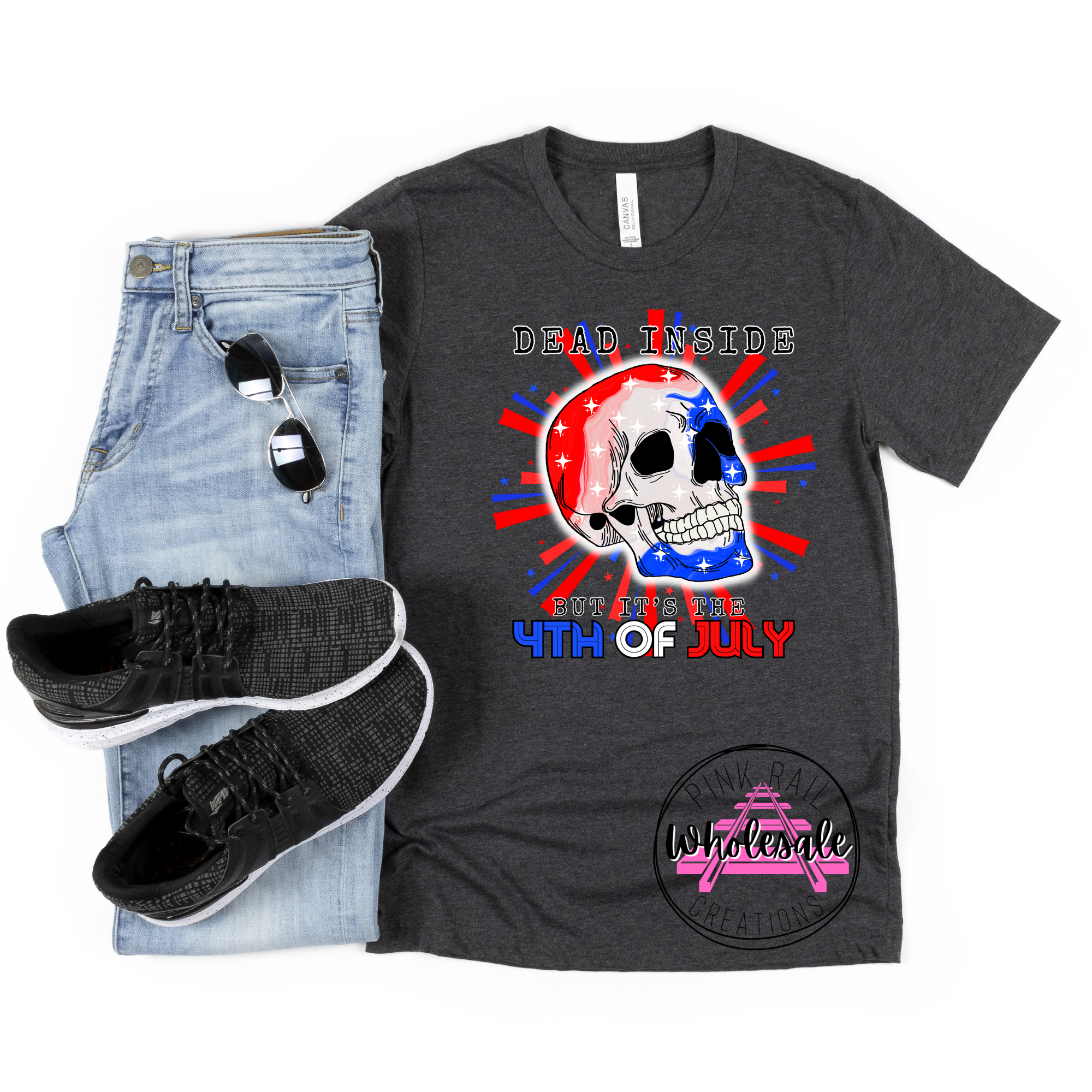 07-17 Dead Inside 4th of July Skull DTF TRANSFER ONLY