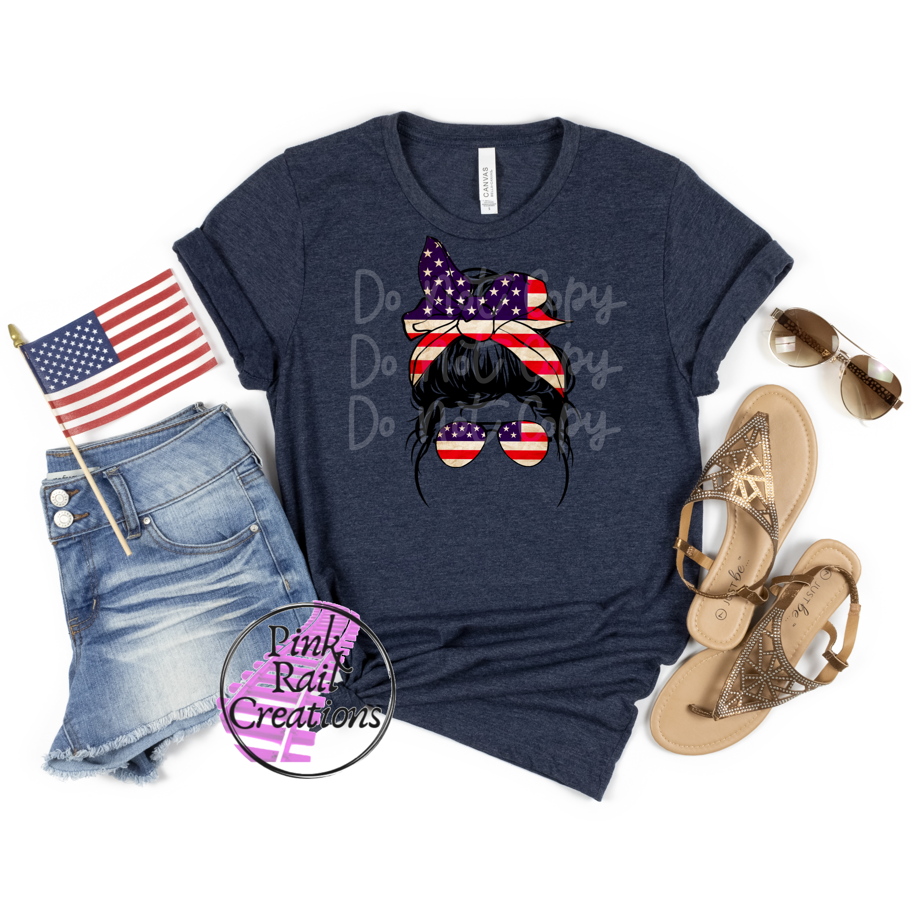 07-09 Stars, Stripes & A Messy Bun DTF Transfer Only