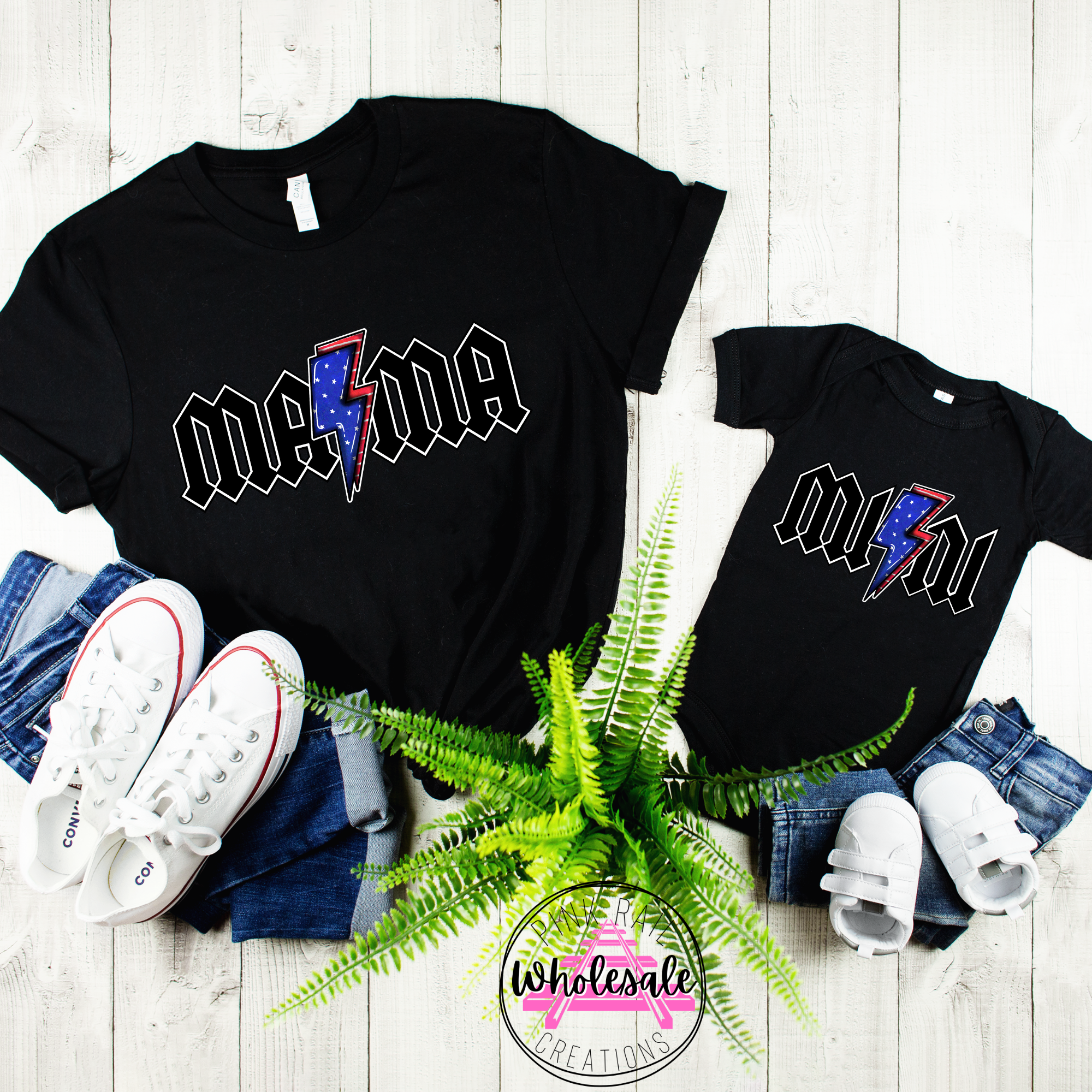 07-66 Mini America Lightning Bolts  DTF TRANSFER ONLY