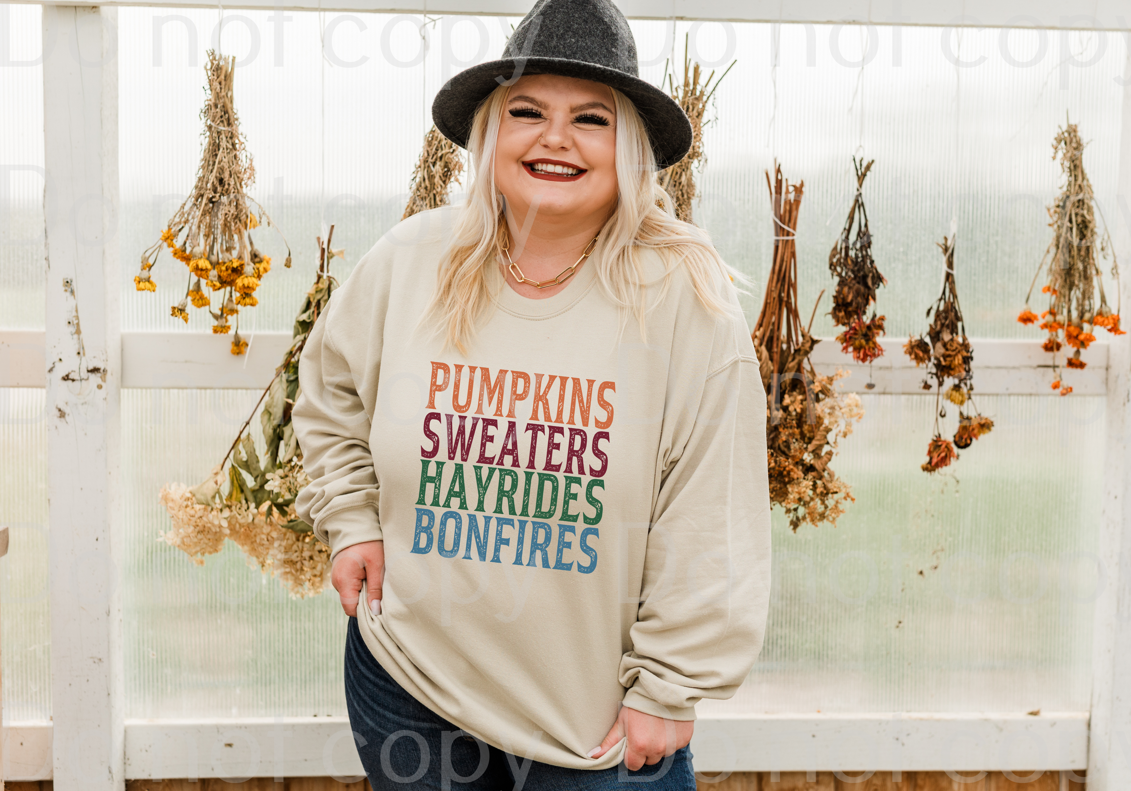 I-17 Pumpkins sweaters hayrides bonfires fall DTF TRANSFER ONLY