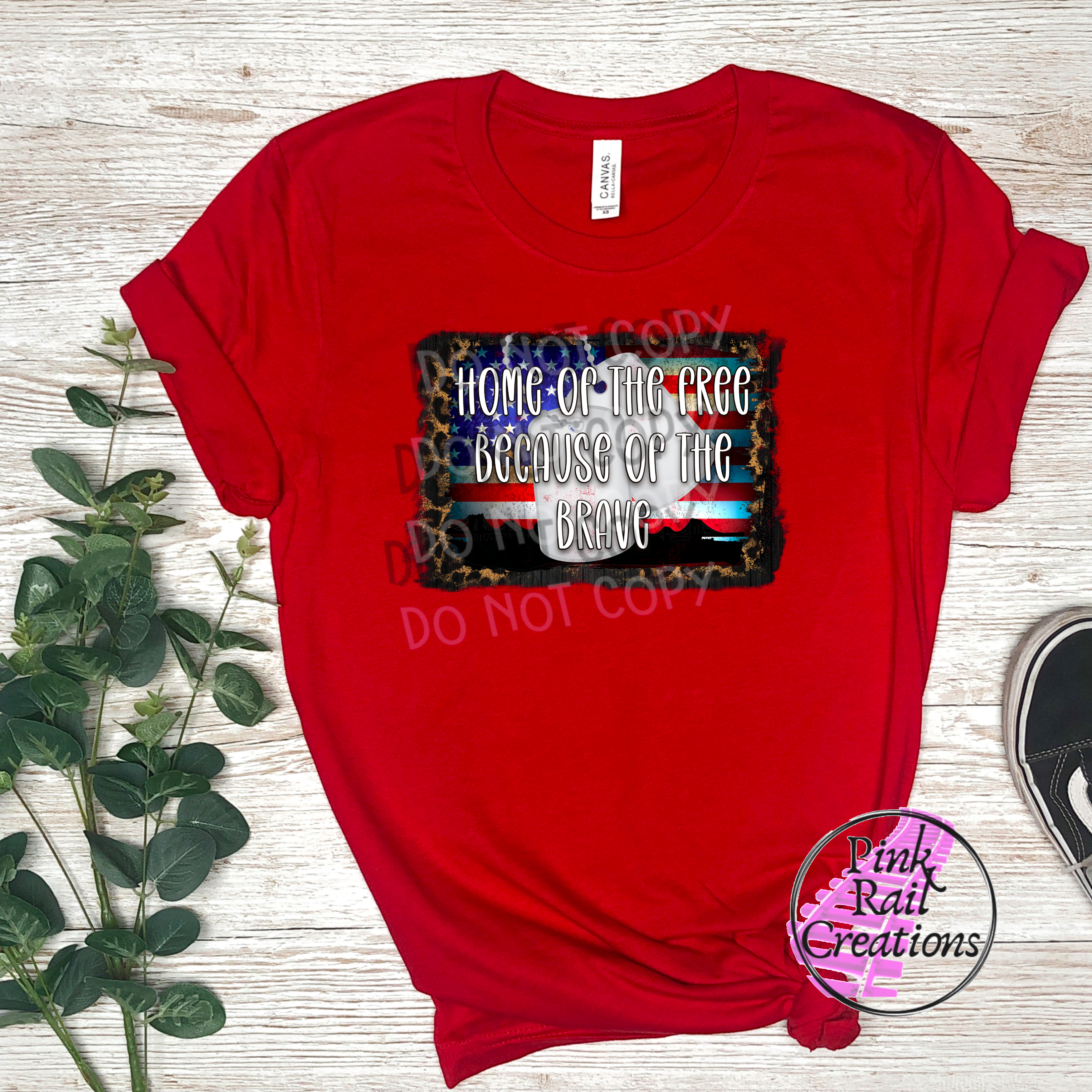 40-03 Home of The Free Dog Tag Patriotic DTF Transfer Only