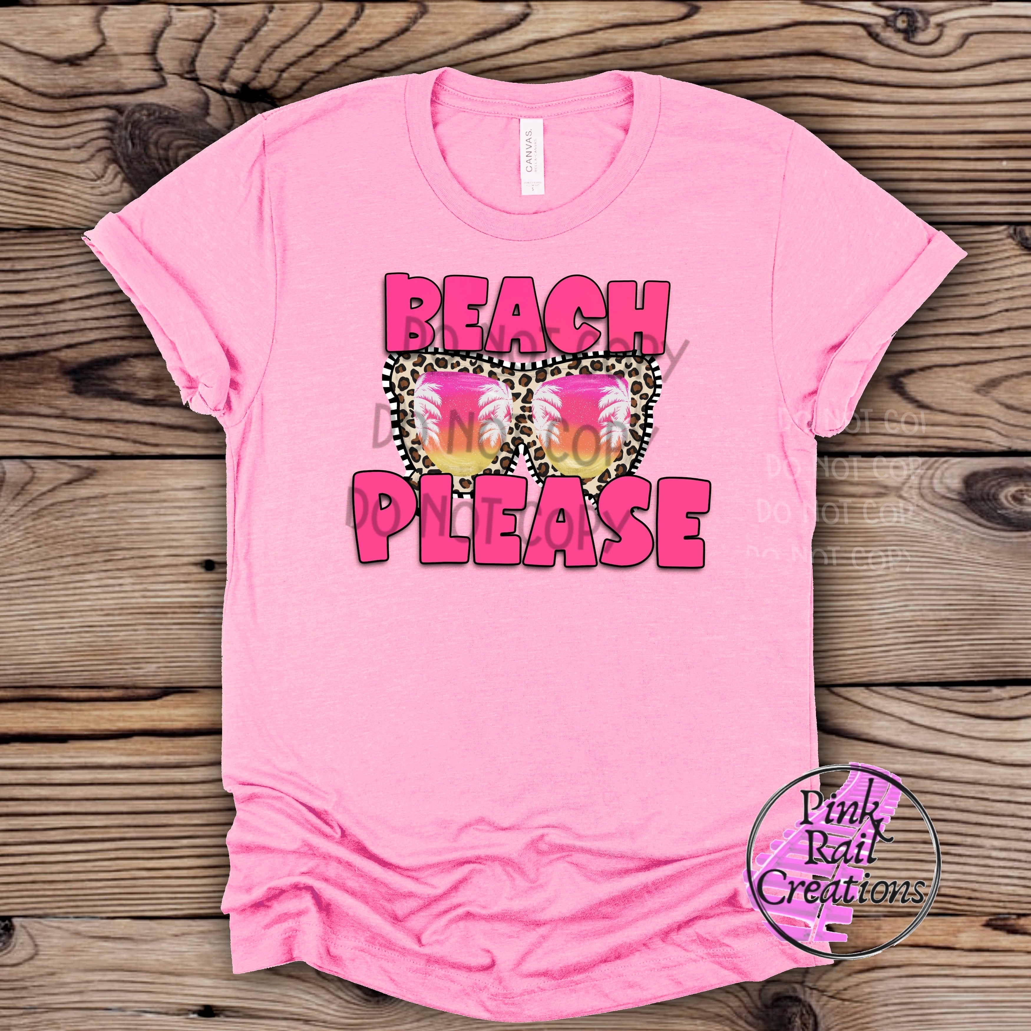 H-30 Beach Please Cheetah Sunglasses Pink Letters  DTF Transfer Only