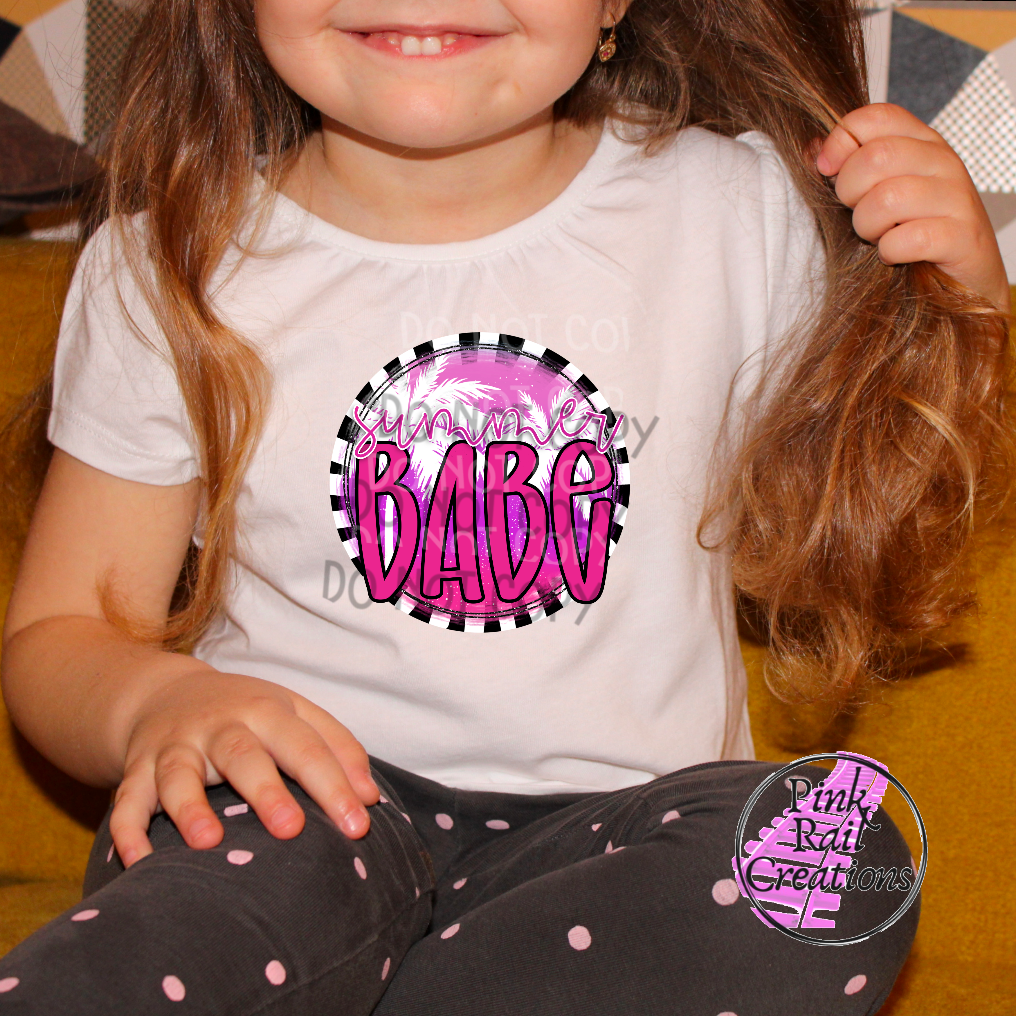 H-38 Pink Babe With Palm Trees  DTF Transfer Only