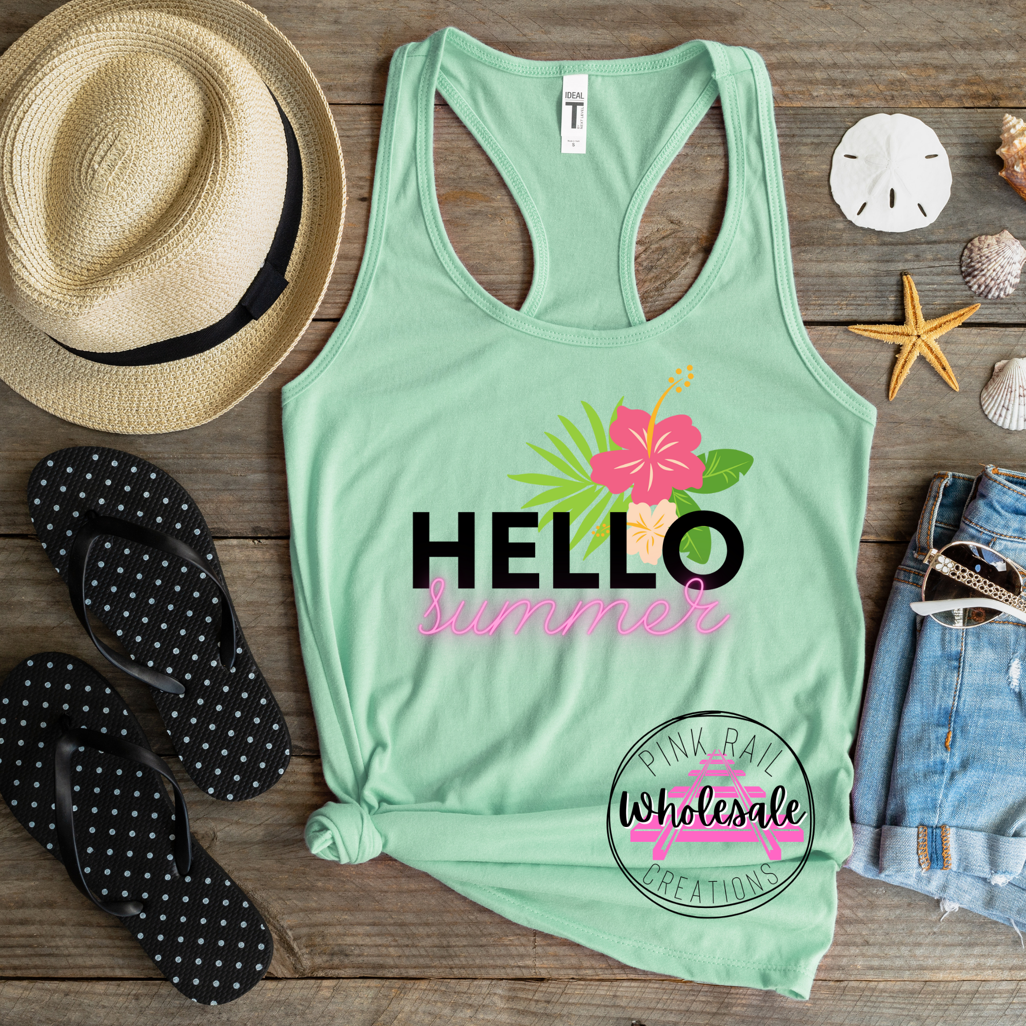 H-45 Hello Summer Hibiscus  DTF Transfer Only