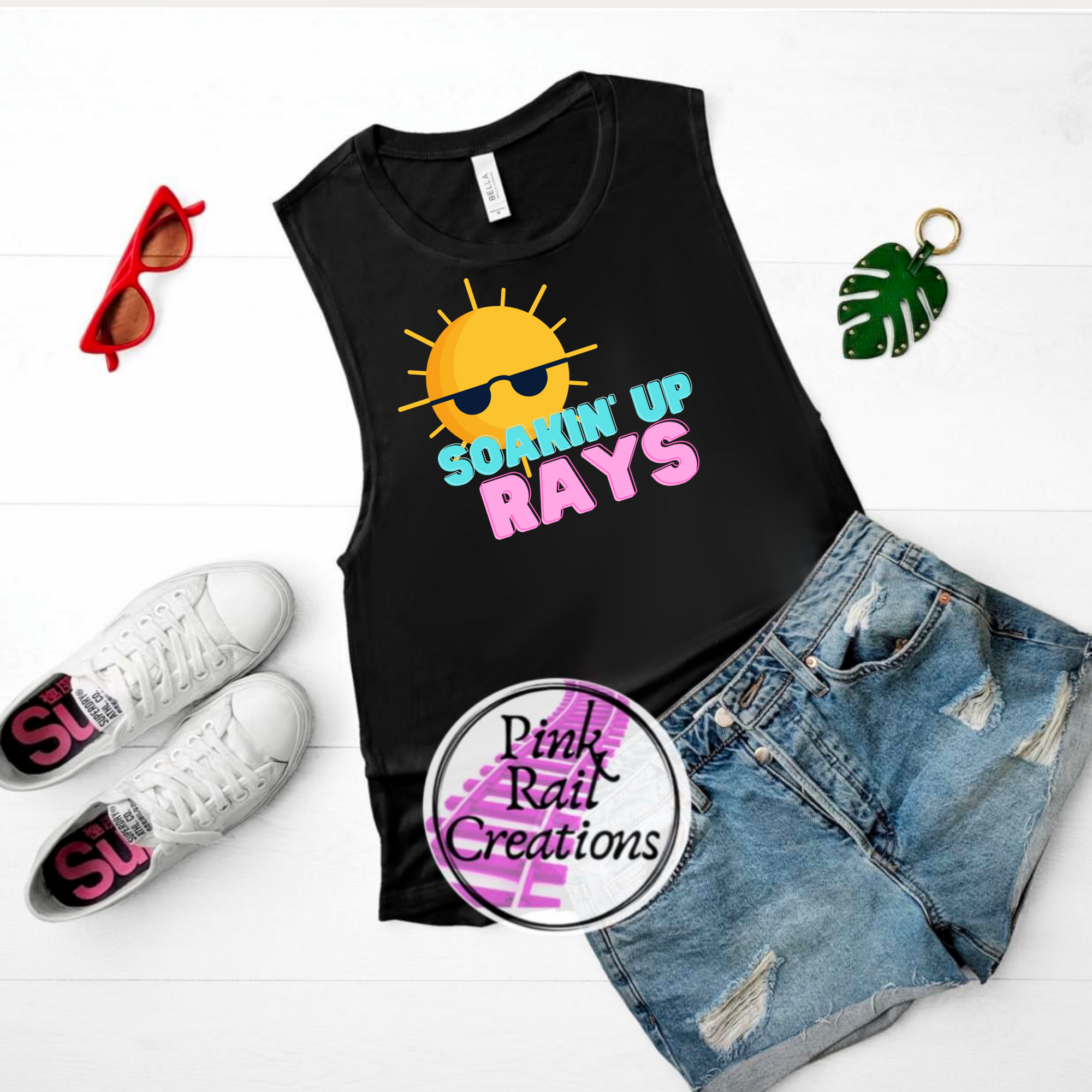 H-55 Soakin Up Rays Pink DTF Transfer Only