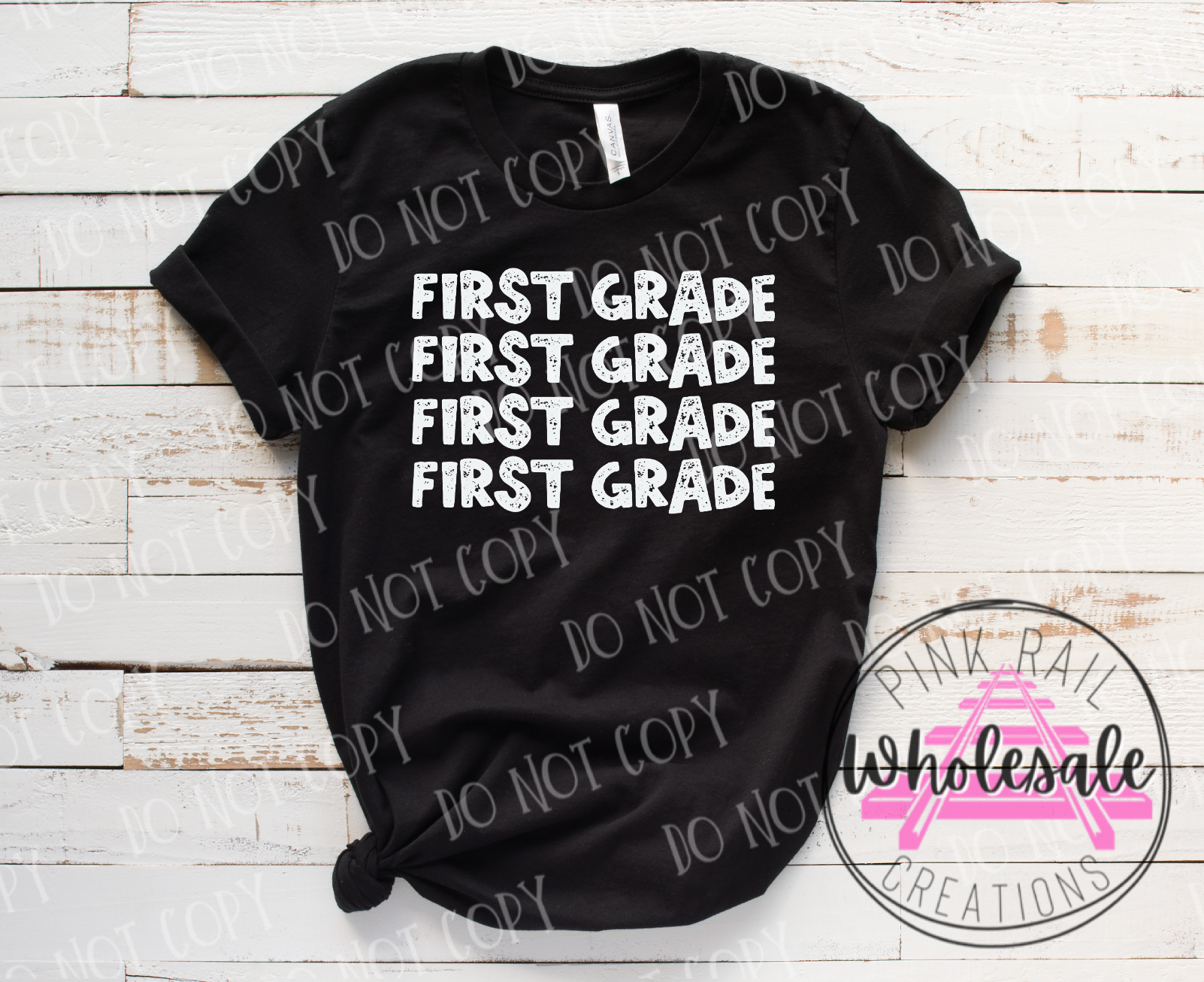 08-07-AM First Grade White Block Letter  DTF ONLY