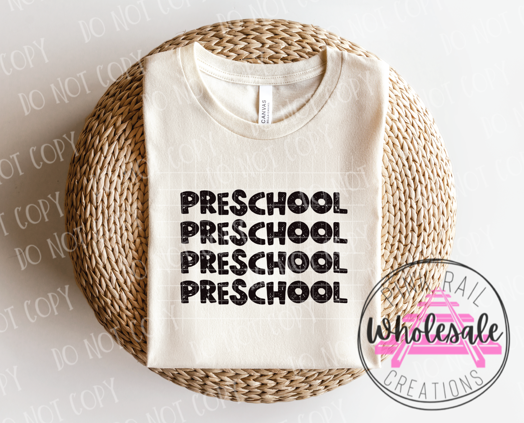 08-07-AB Preschool Black Block Letter Stacked DTF ONLY