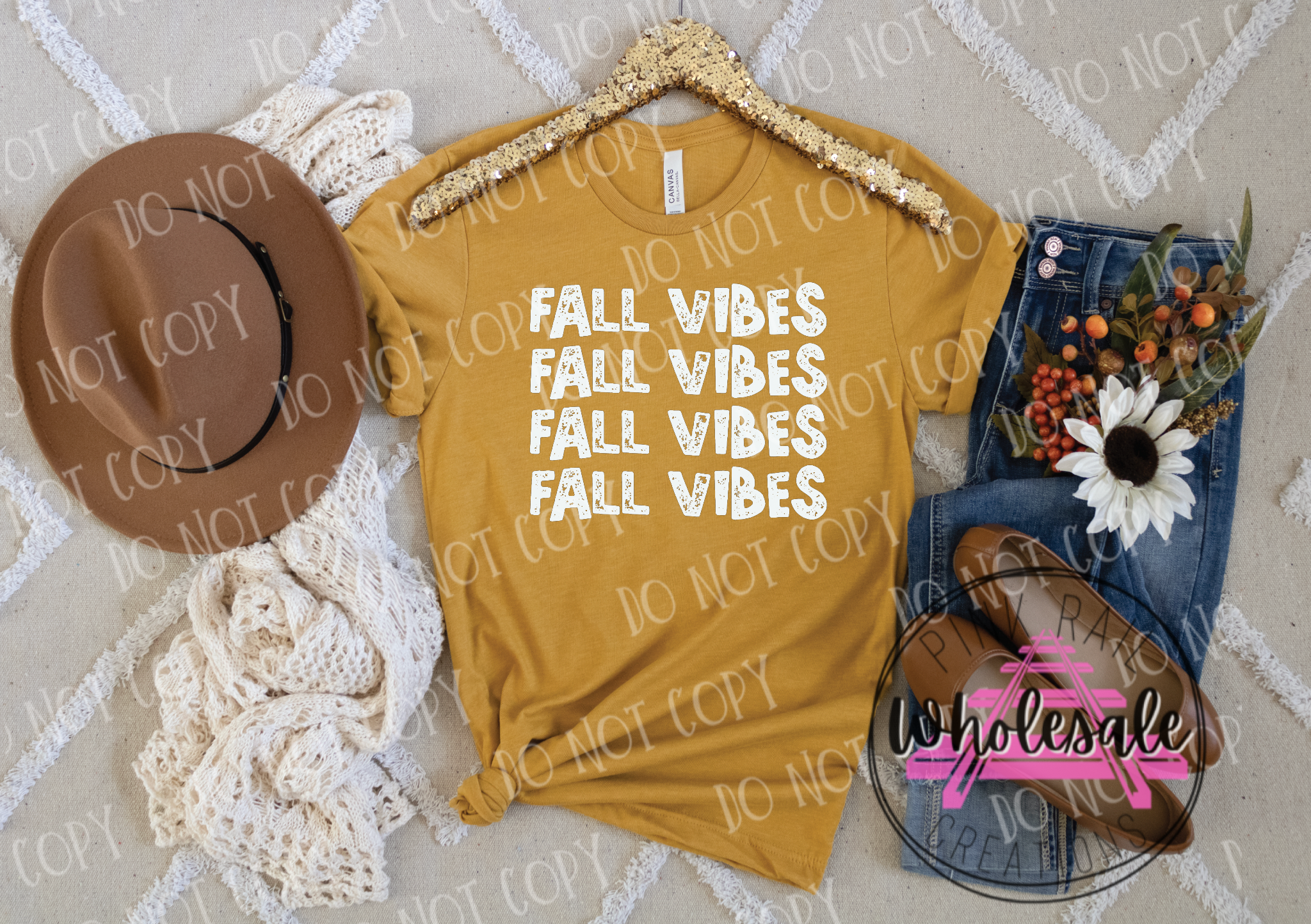 I-01 White Fall Vibes Block Letters DTF Transfer ONLY