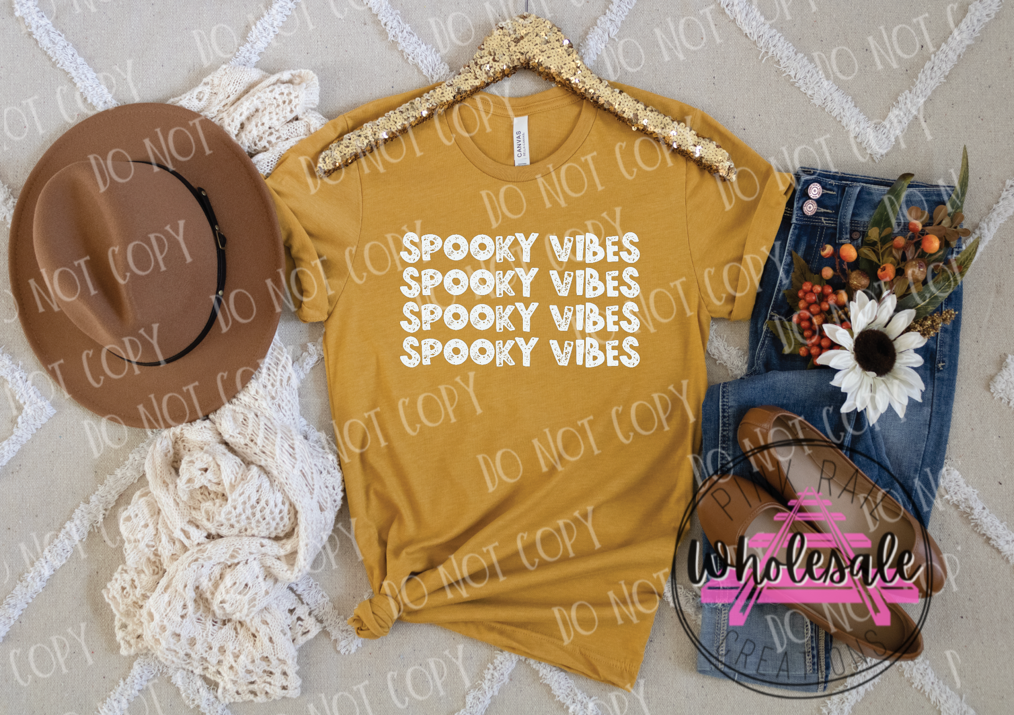 10-188 White Spooky Vibes Stack DTF Transfer ONLY