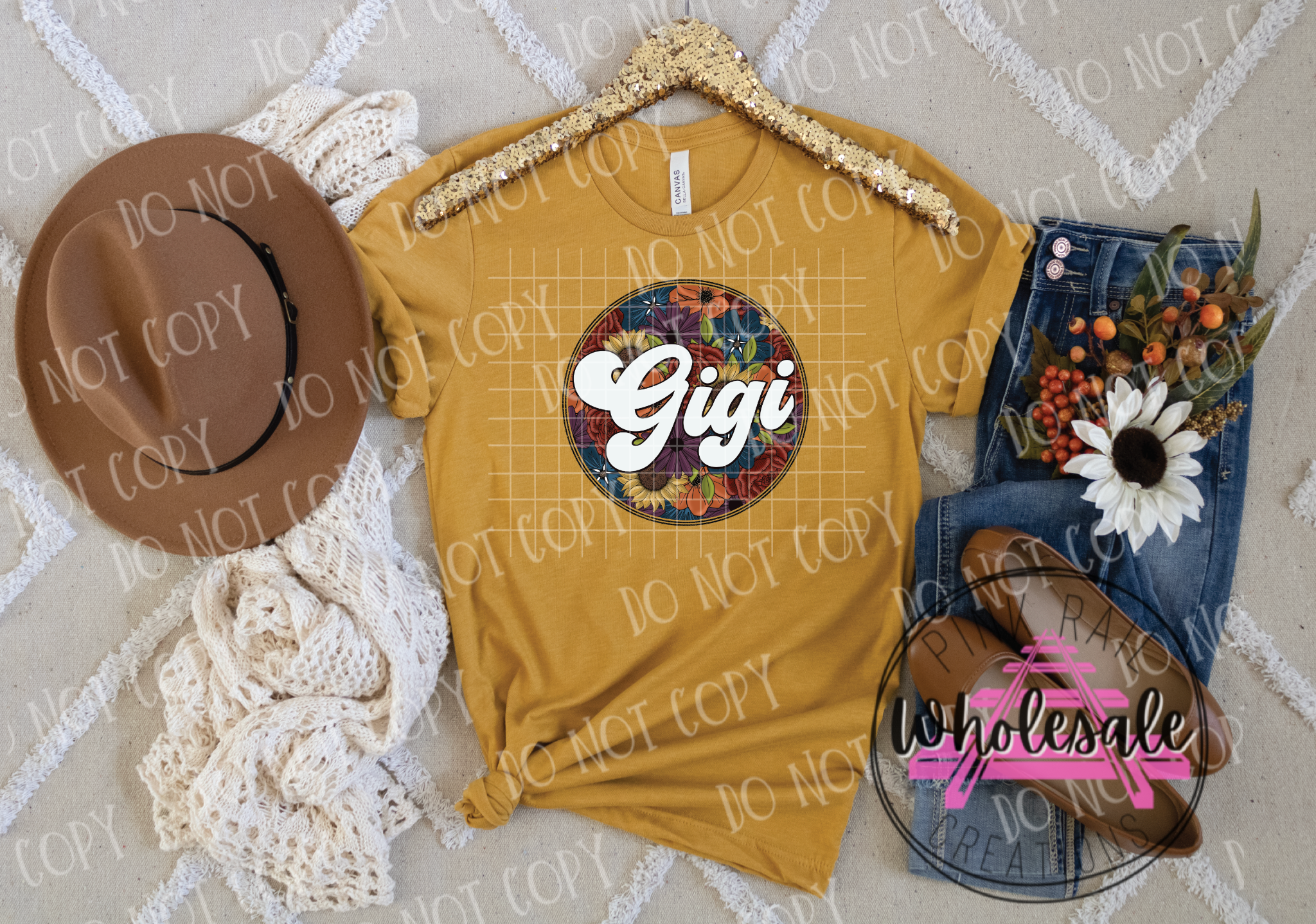 17-15 Gigi Floral Circle DTF Transfer ONLY