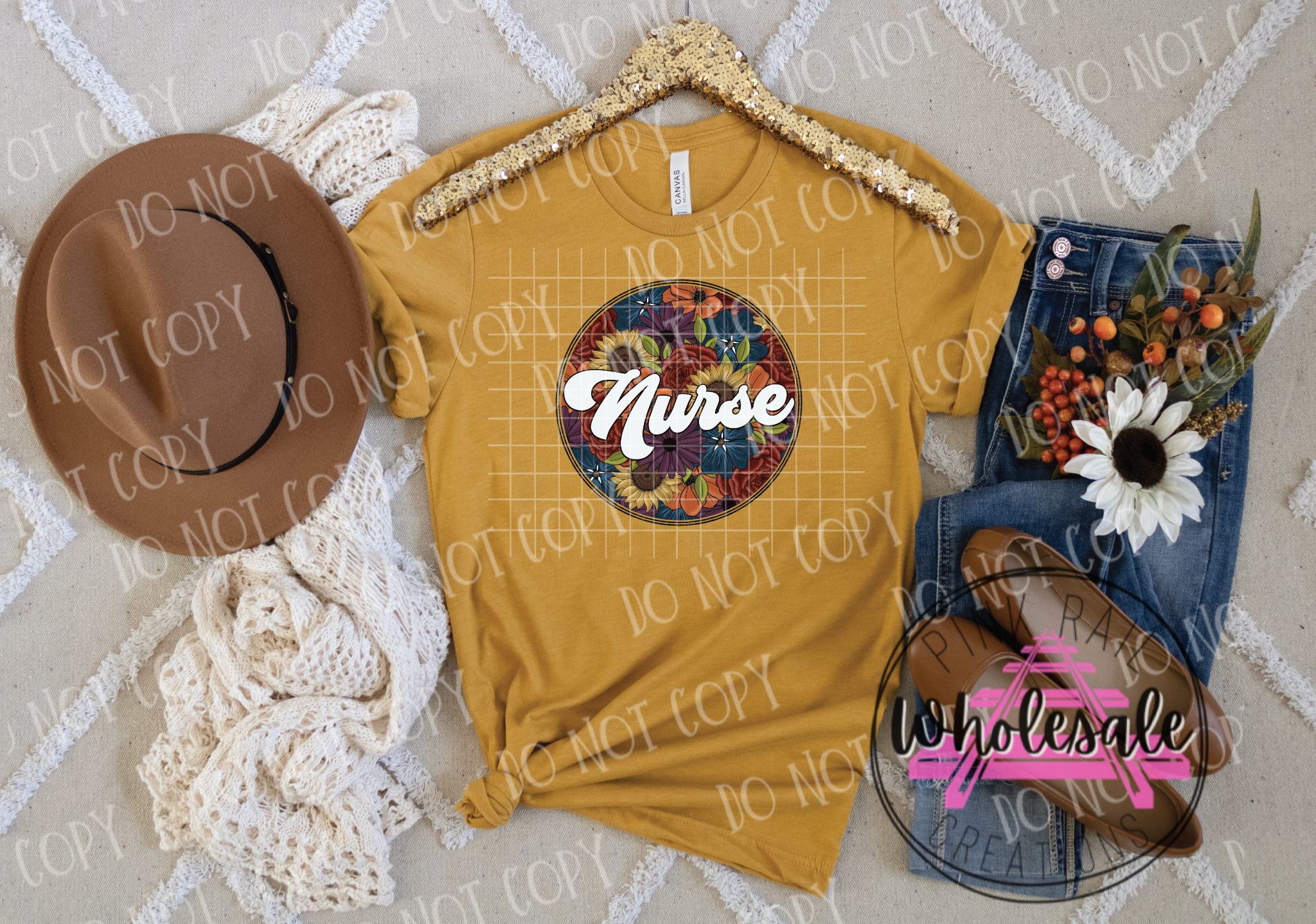 K-17 Nurse Floral Circle DTF Transfer ONLY