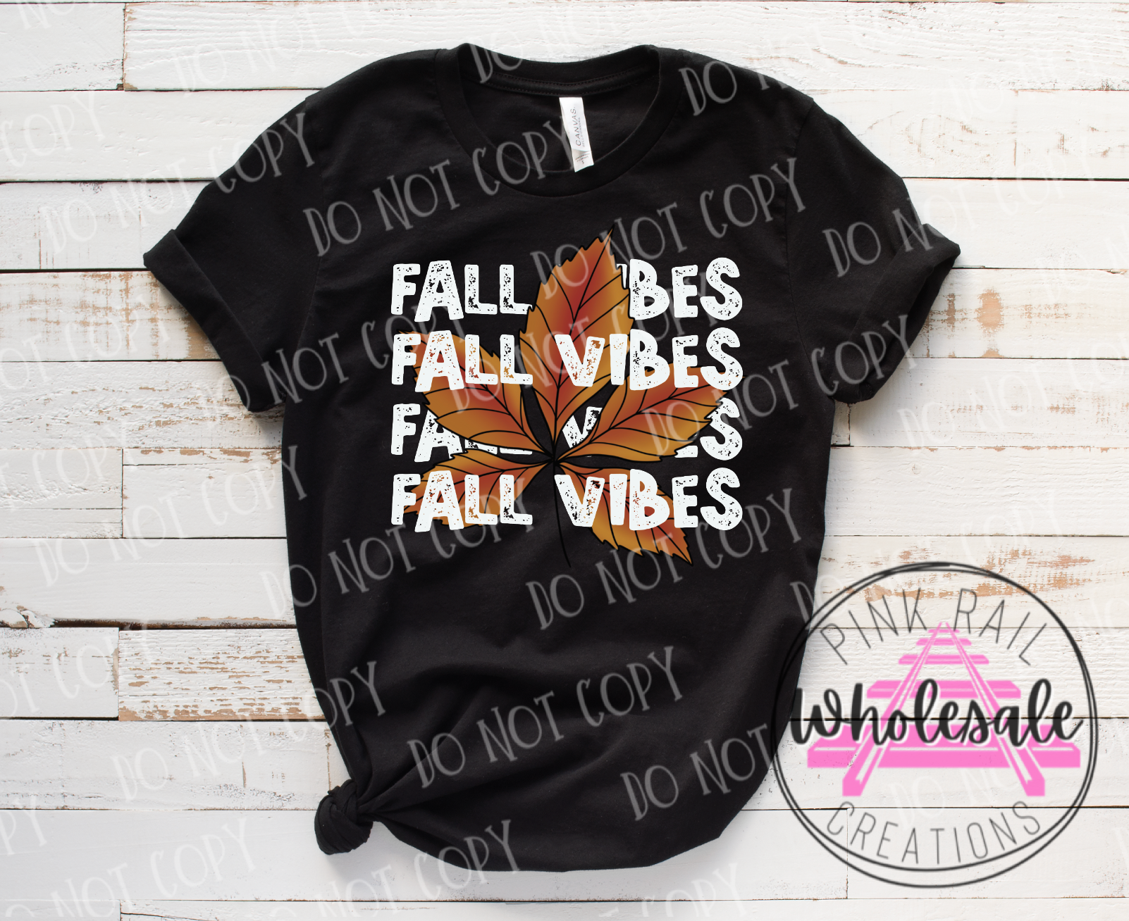 I-03 White Fall Vibes Over Leaf DTF Transfer ONLY