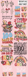 PD-5 Pre-Designed 100 Days of School Sheet (60-inch sheet-DTF TRANSFER ONLY)