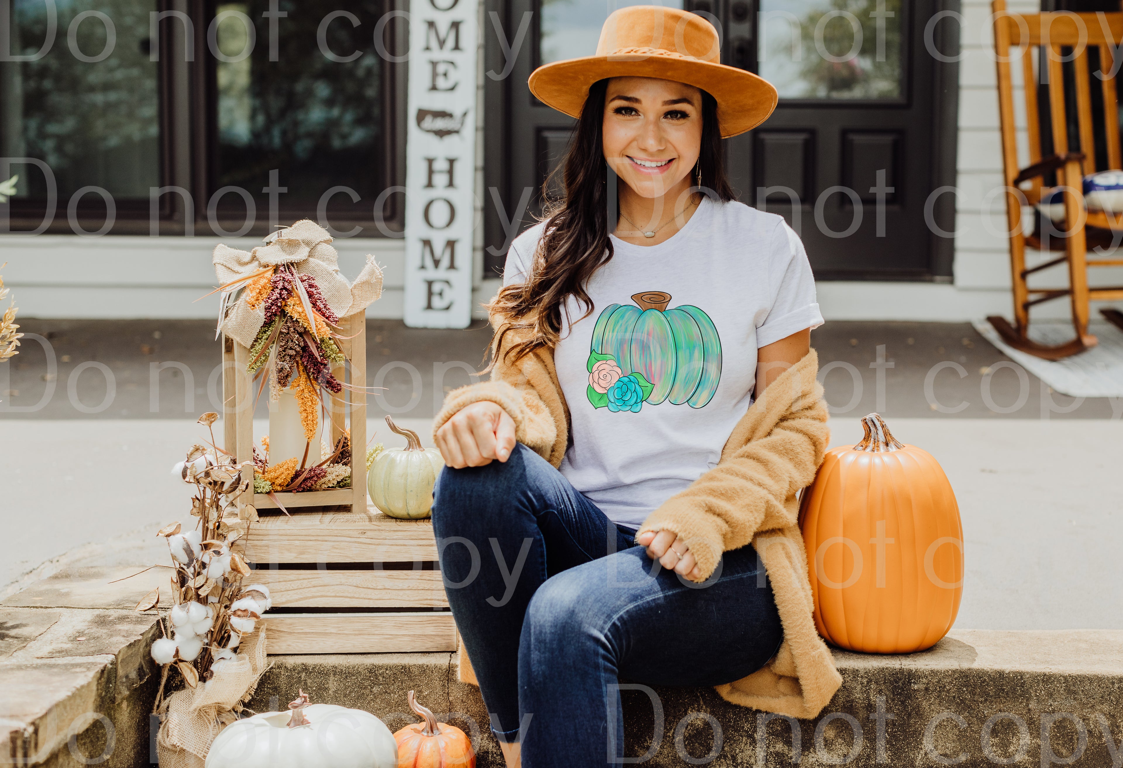 I-27 Painted pumpkin fall DTF TRANSFER ONLY