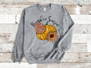 I-08 Pumpkin season with flowers Fall DTF TRANSFER ONLY